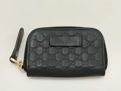 Guccissima Zippy Coin Case GG Shima Black 449896 Coin Case