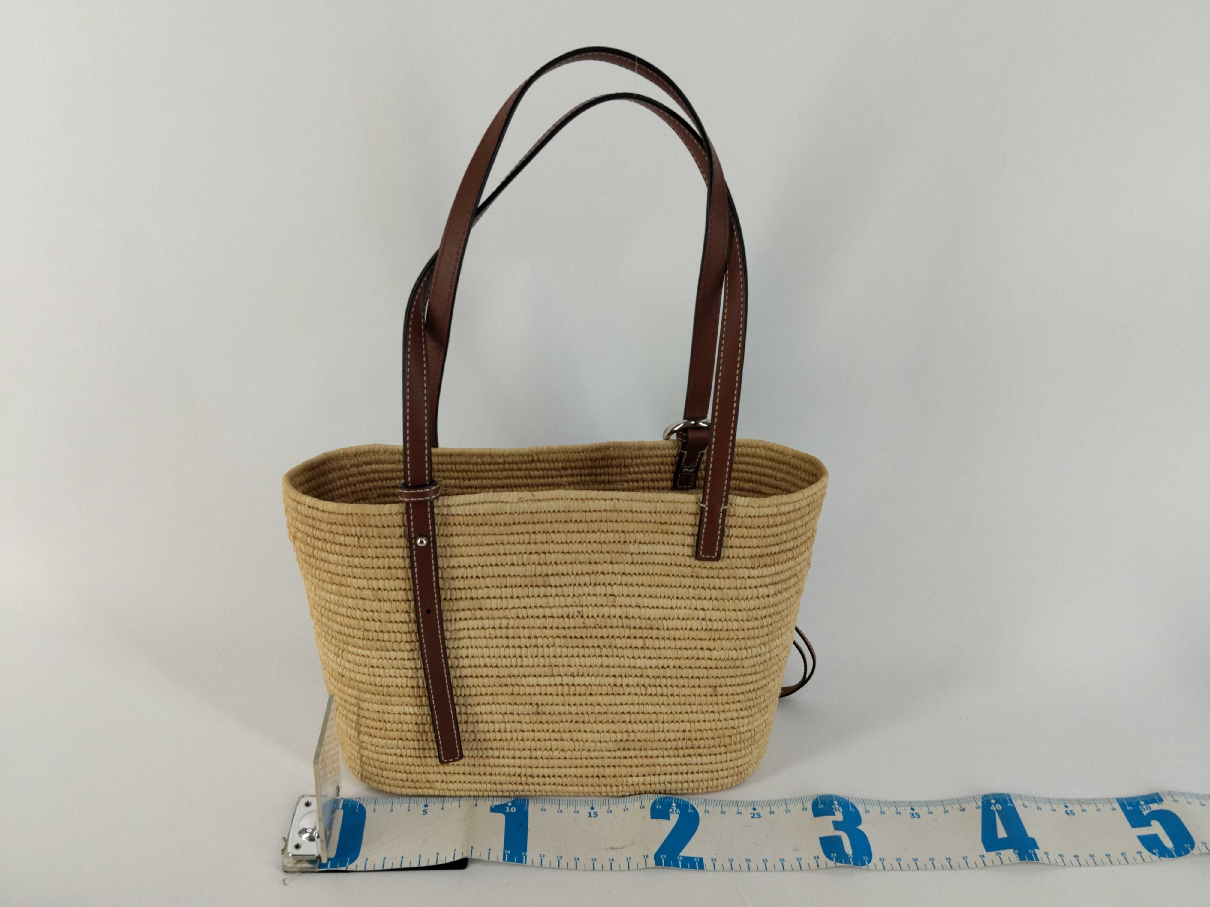 bag, Loewe square basket raffia bag, tote bag, brown tote bag — view 2