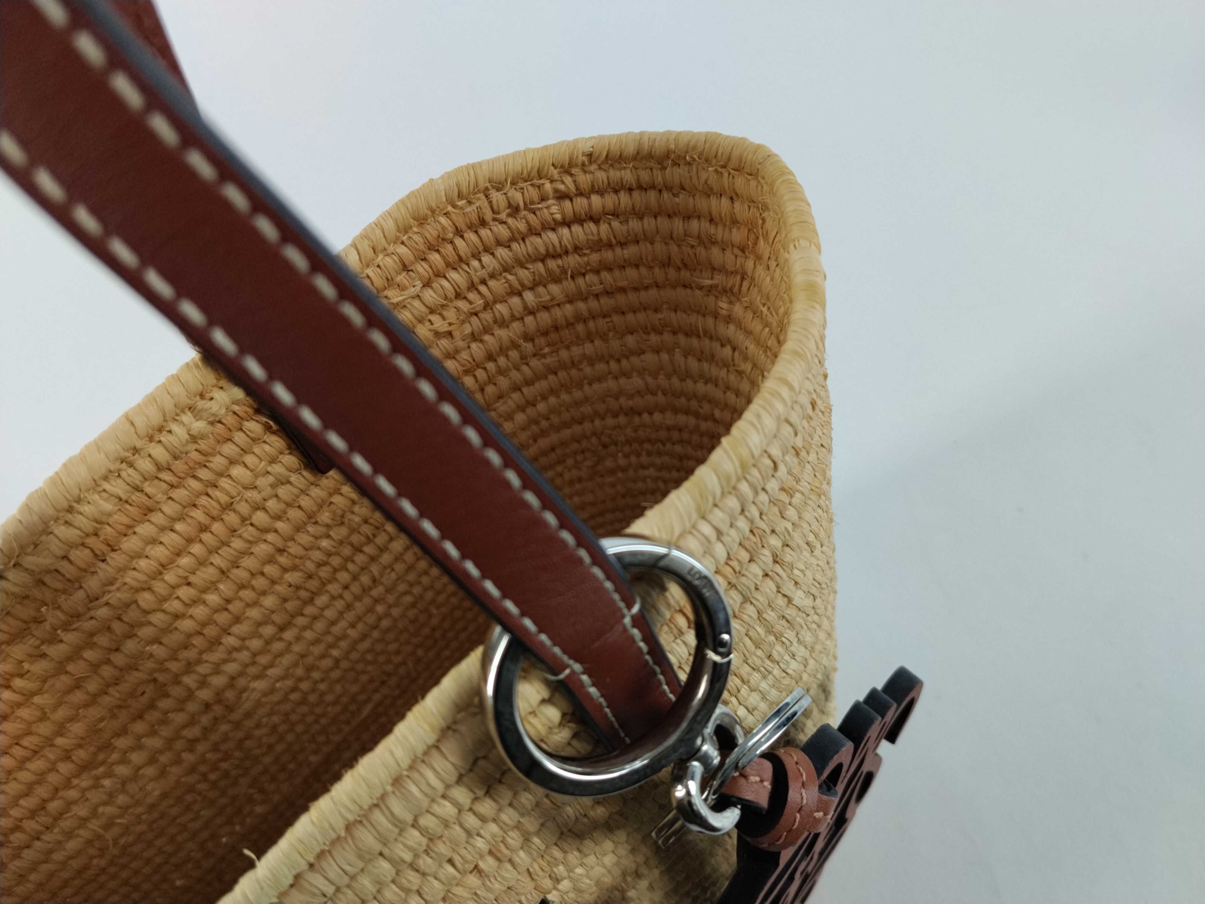 bag, Loewe square basket raffia bag, tote bag, brown tote bag — view 11