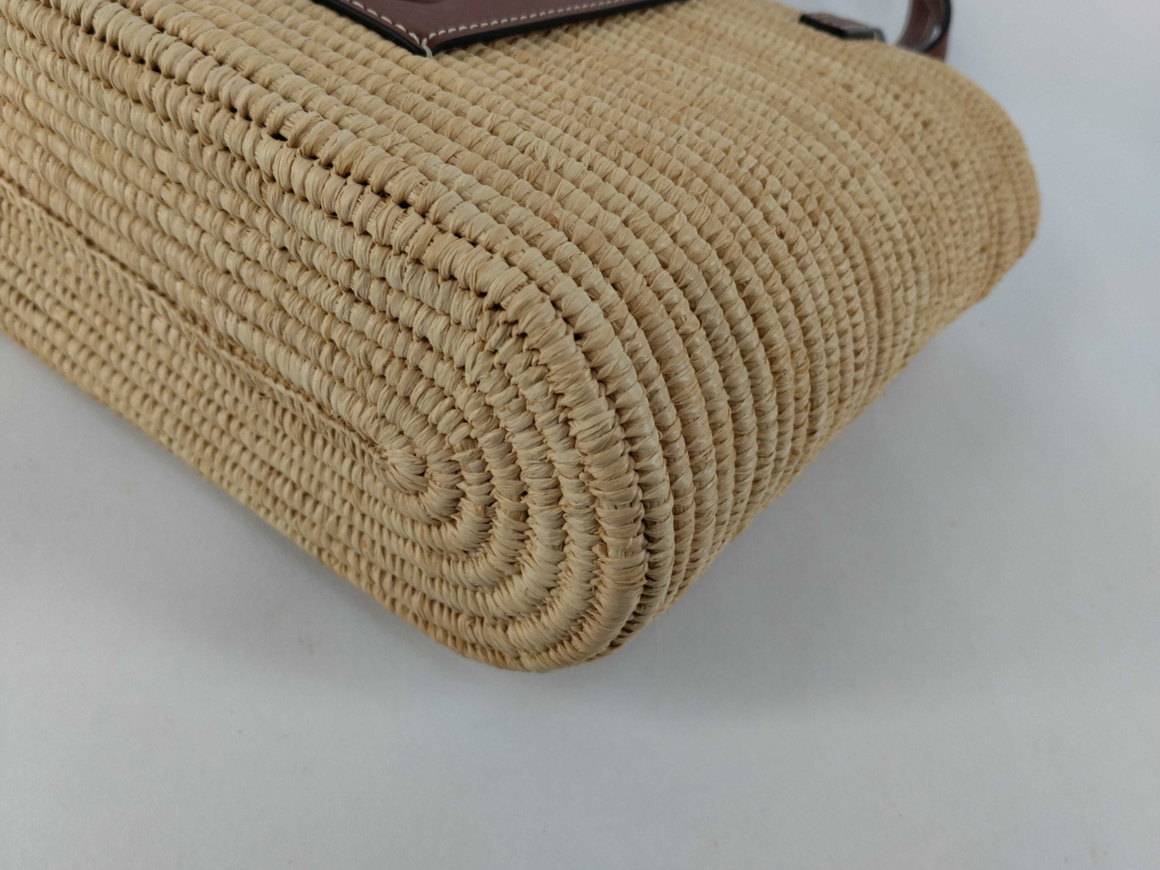 bag, Loewe square basket raffia bag, tote bag, brown tote bag — view 6