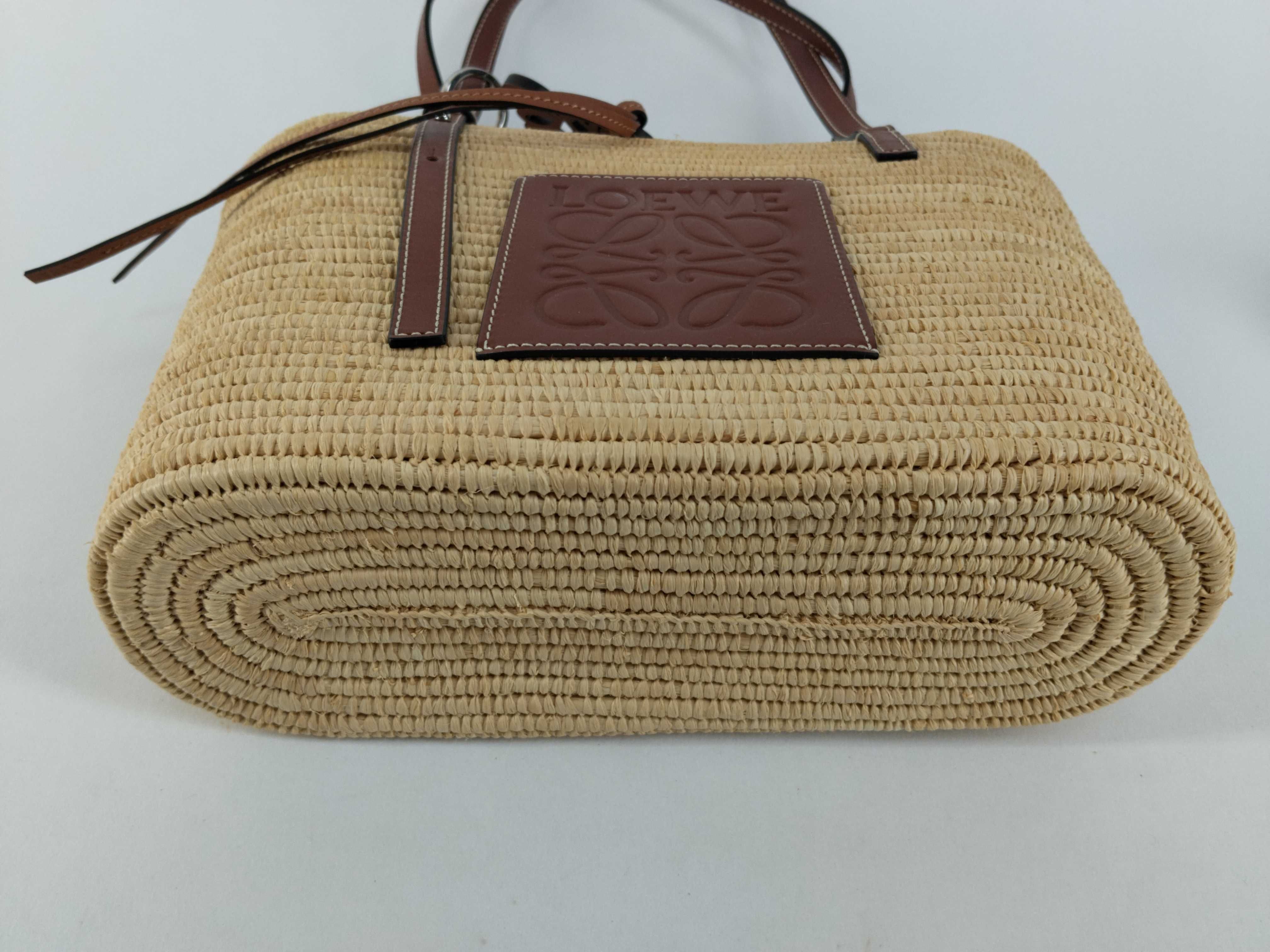 bag, Loewe square basket raffia bag, tote bag, brown tote bag — view 7