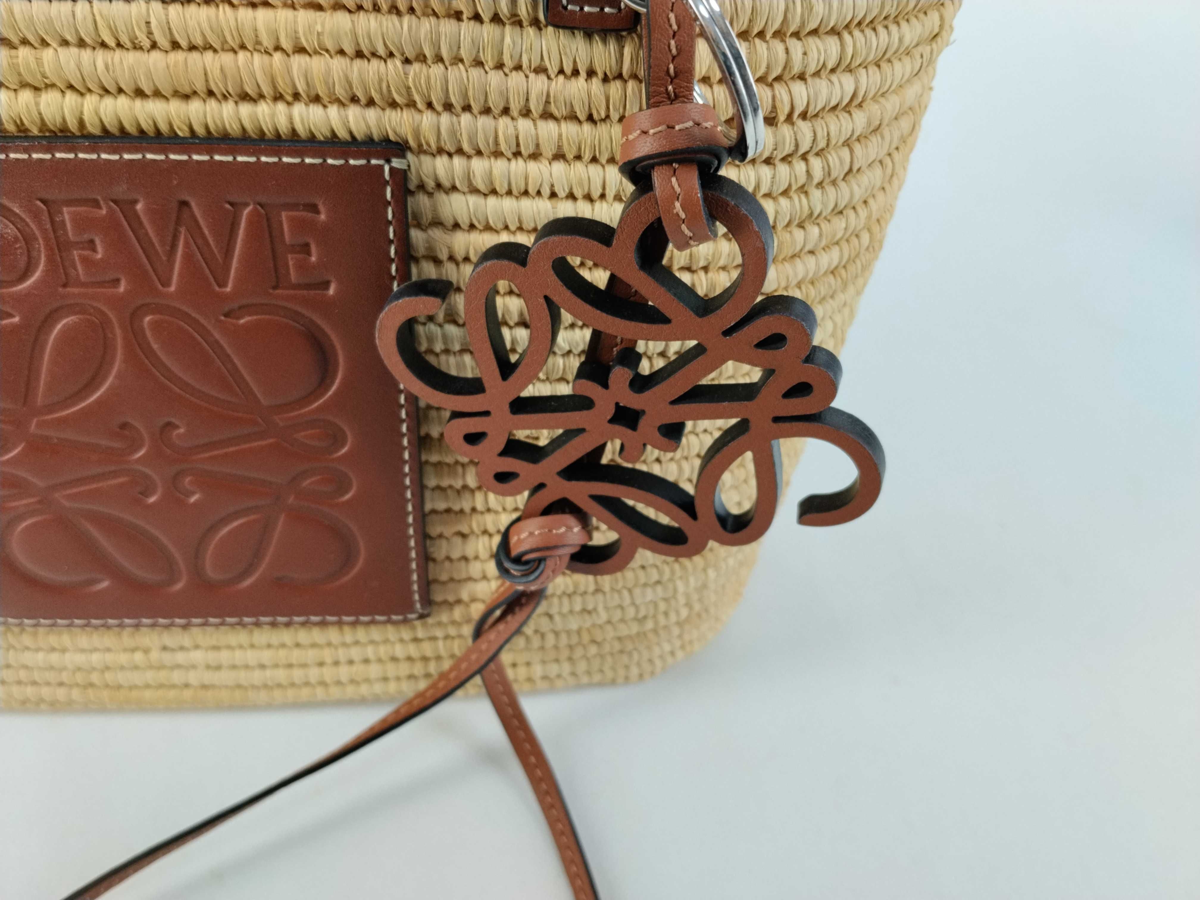 bag, Loewe square basket raffia bag, tote bag, brown tote bag — view 8