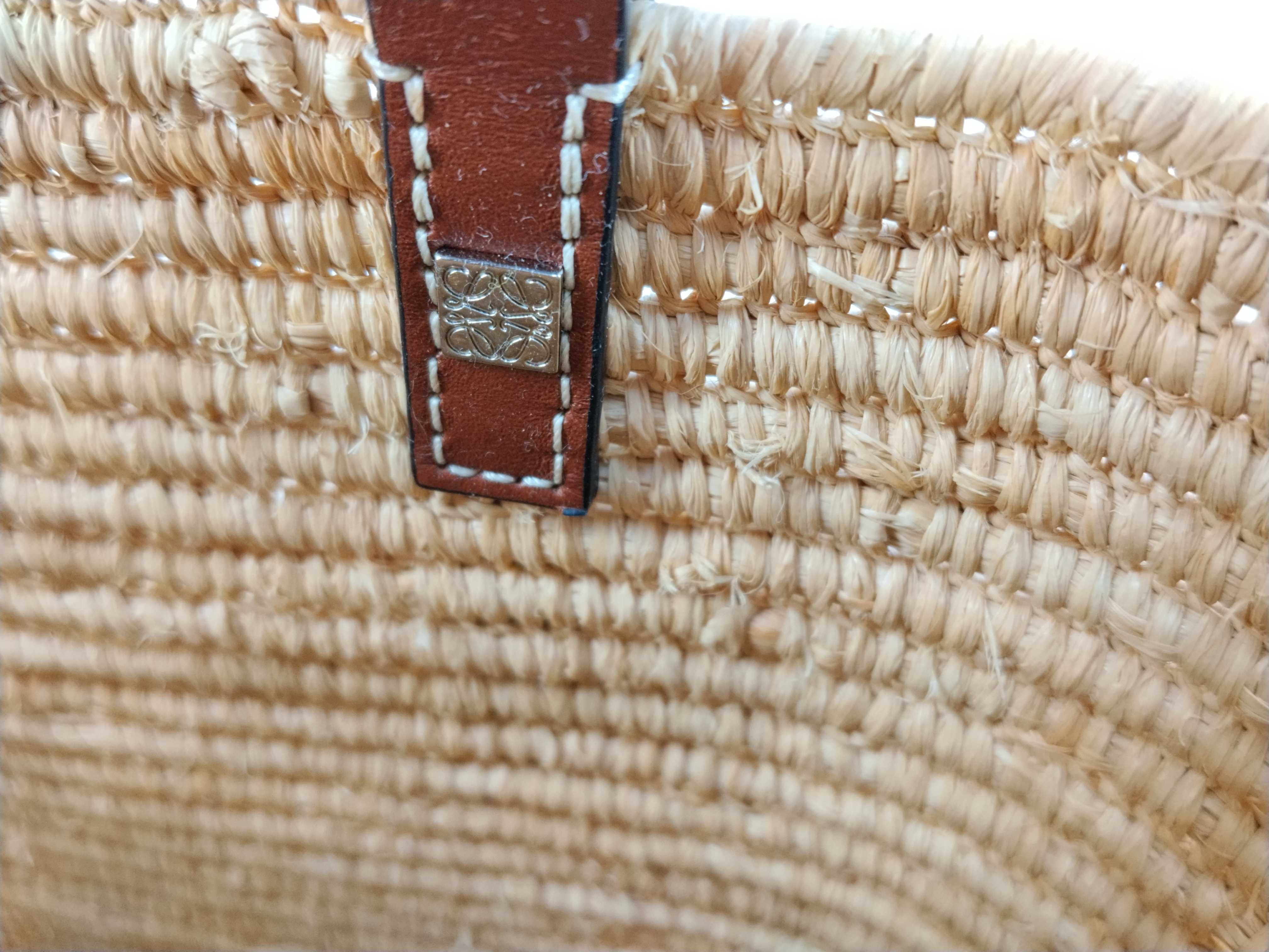 bag, Loewe square basket raffia bag, tote bag, brown tote bag — view 9