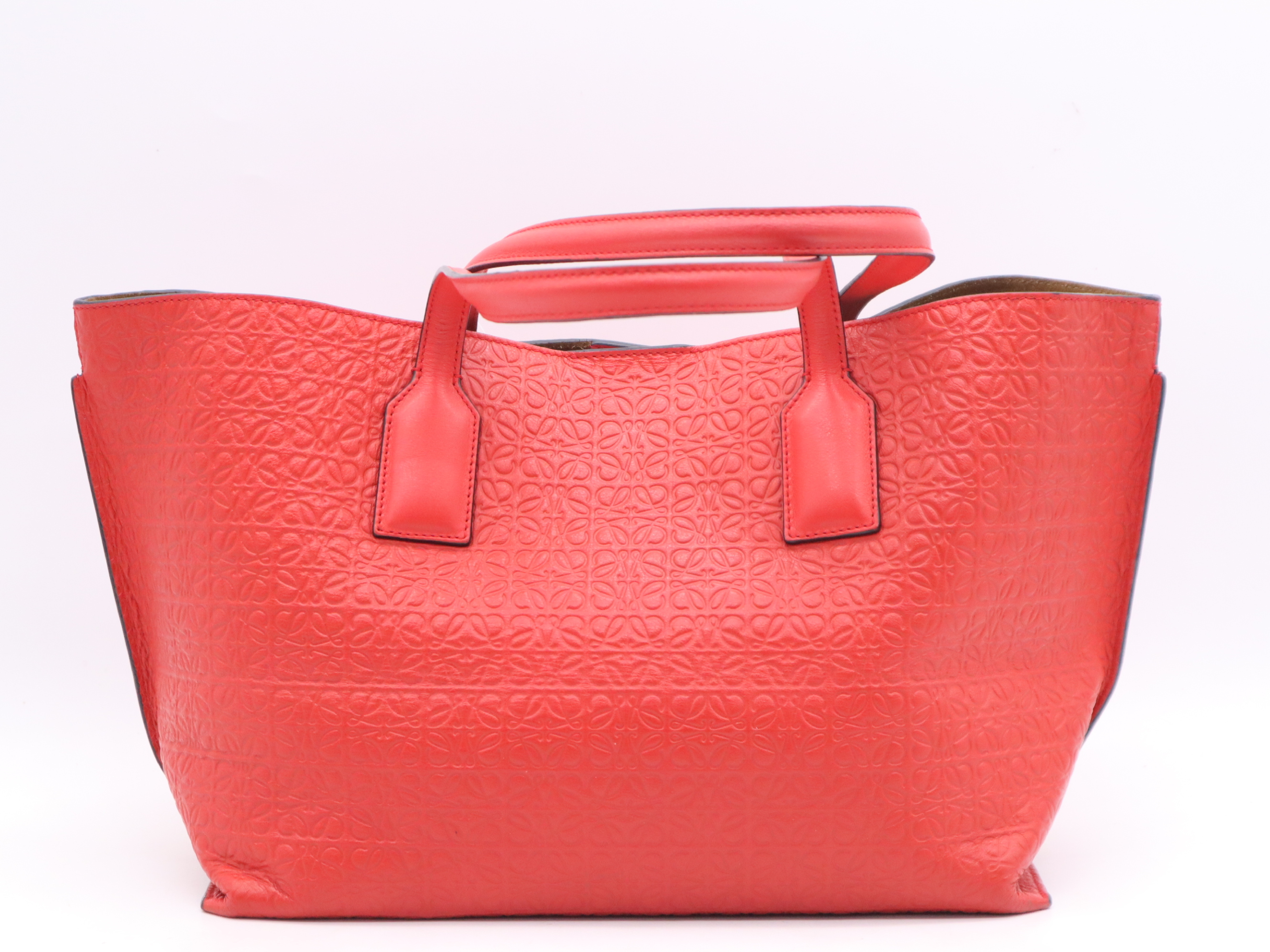 Leather Repeat Anagram Tote Bag, Red Tote Bag — view 2