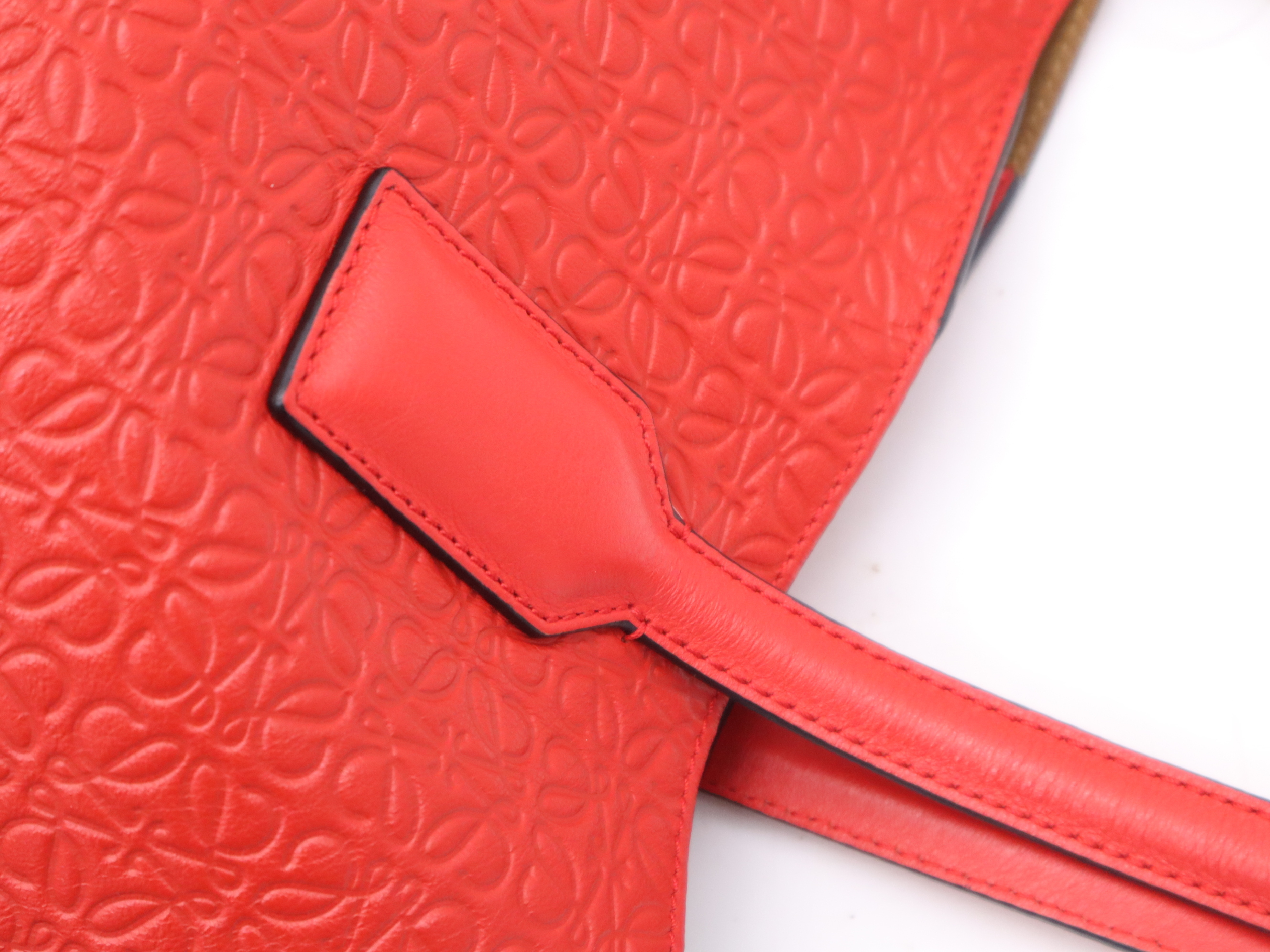 Leather Repeat Anagram Tote Bag, Red Tote Bag — view 7