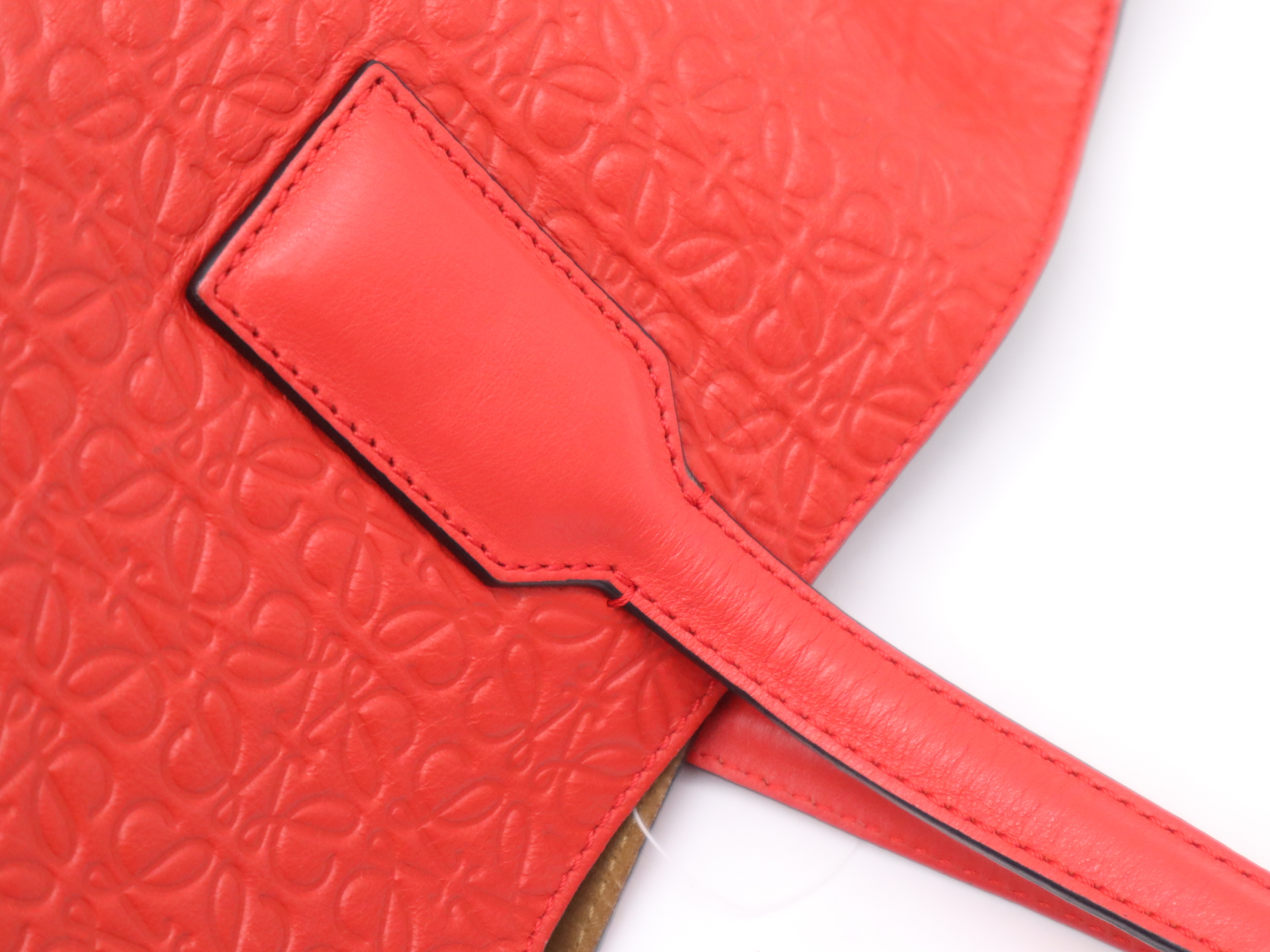 Leather Repeat Anagram Tote Bag, Red Tote Bag — view 8