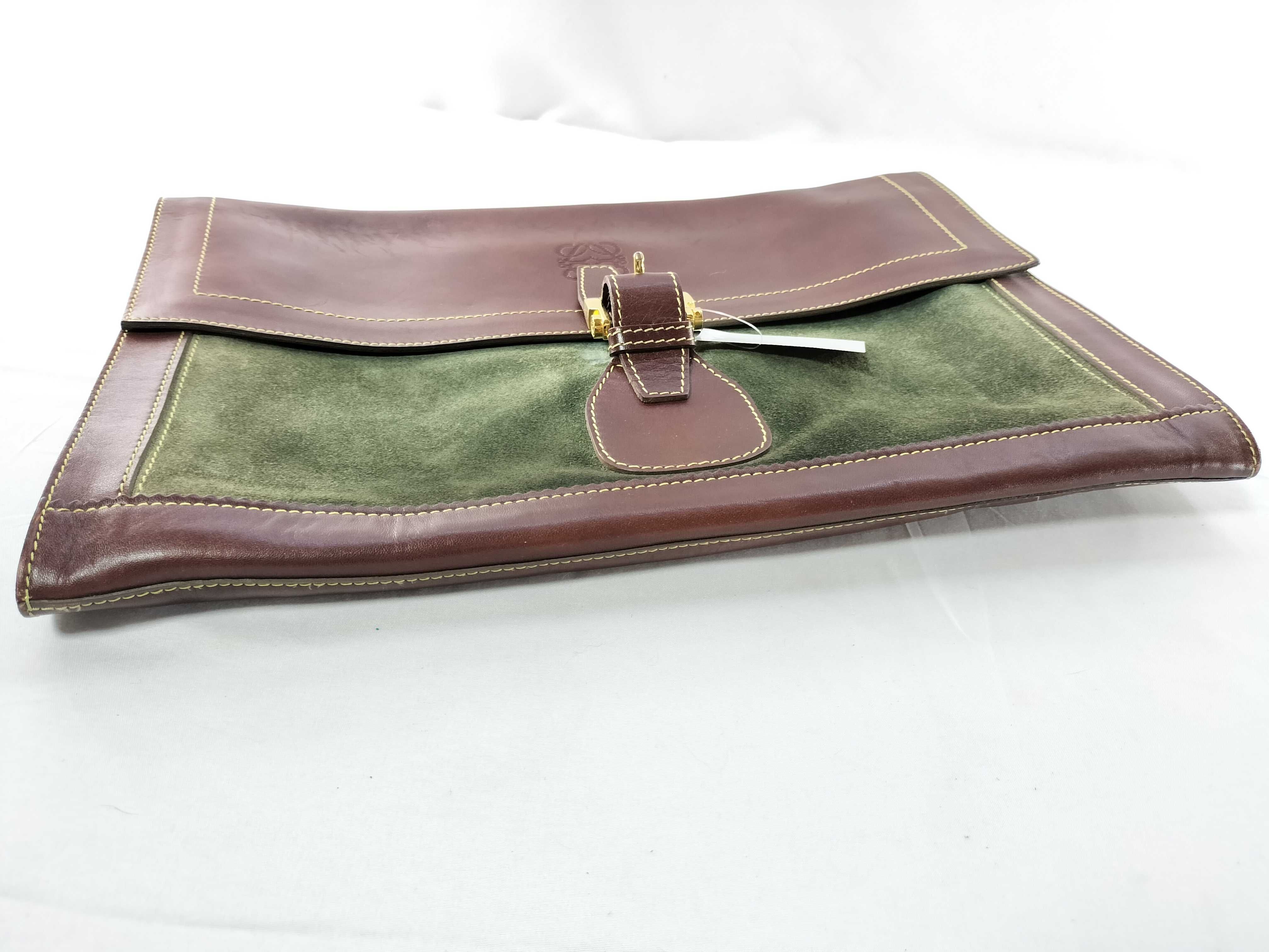 Old Anagram Leather x Suede Clutch Bag — view 4