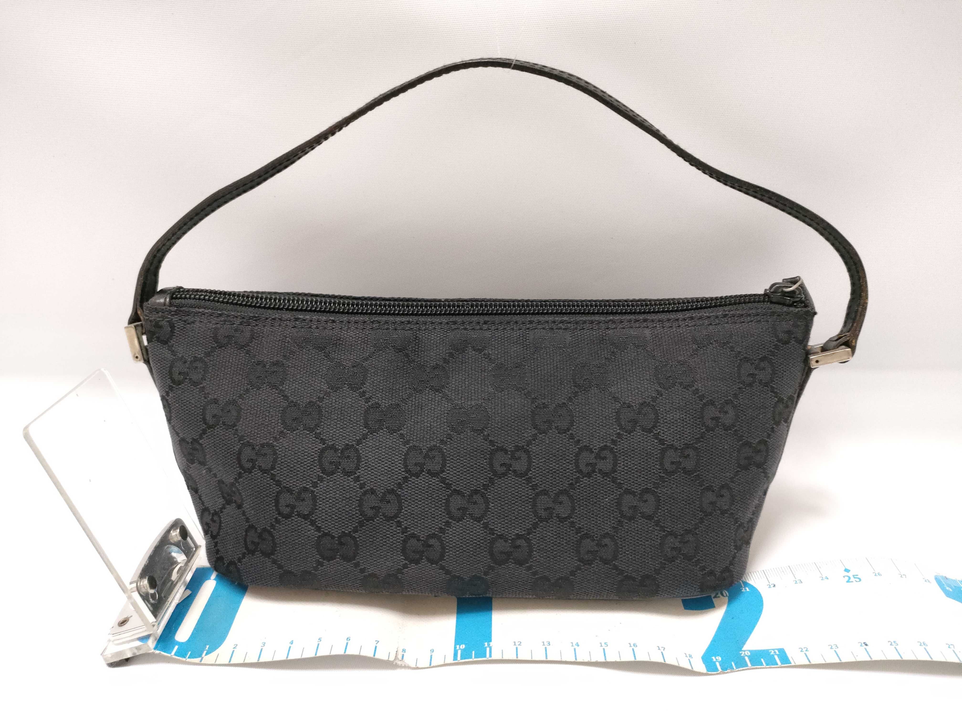 GG Canvas Gucci Accessory Pouch Black Leather Pouch — view 2