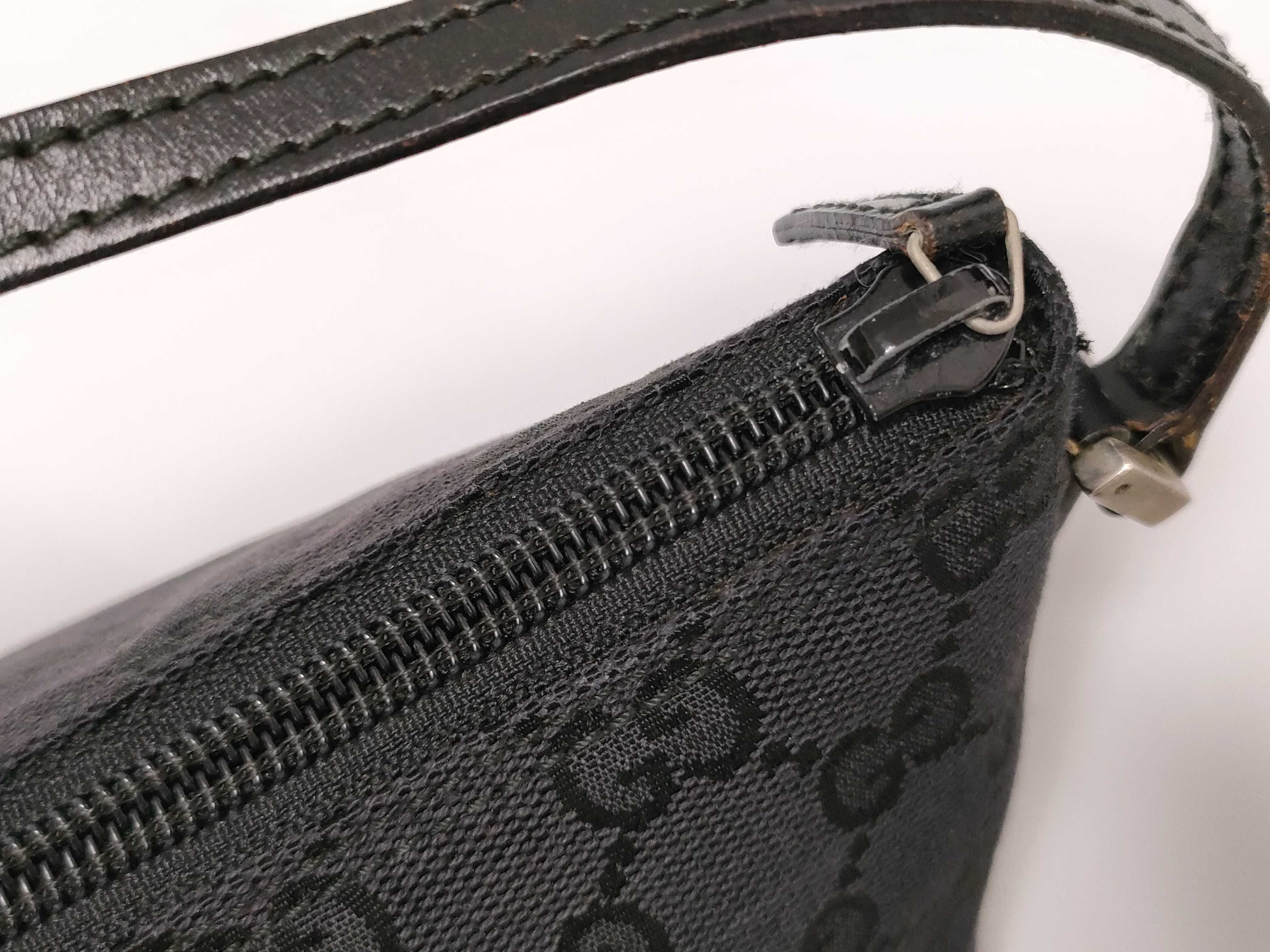 GG Canvas Gucci Accessory Pouch Black Leather Pouch — view 12