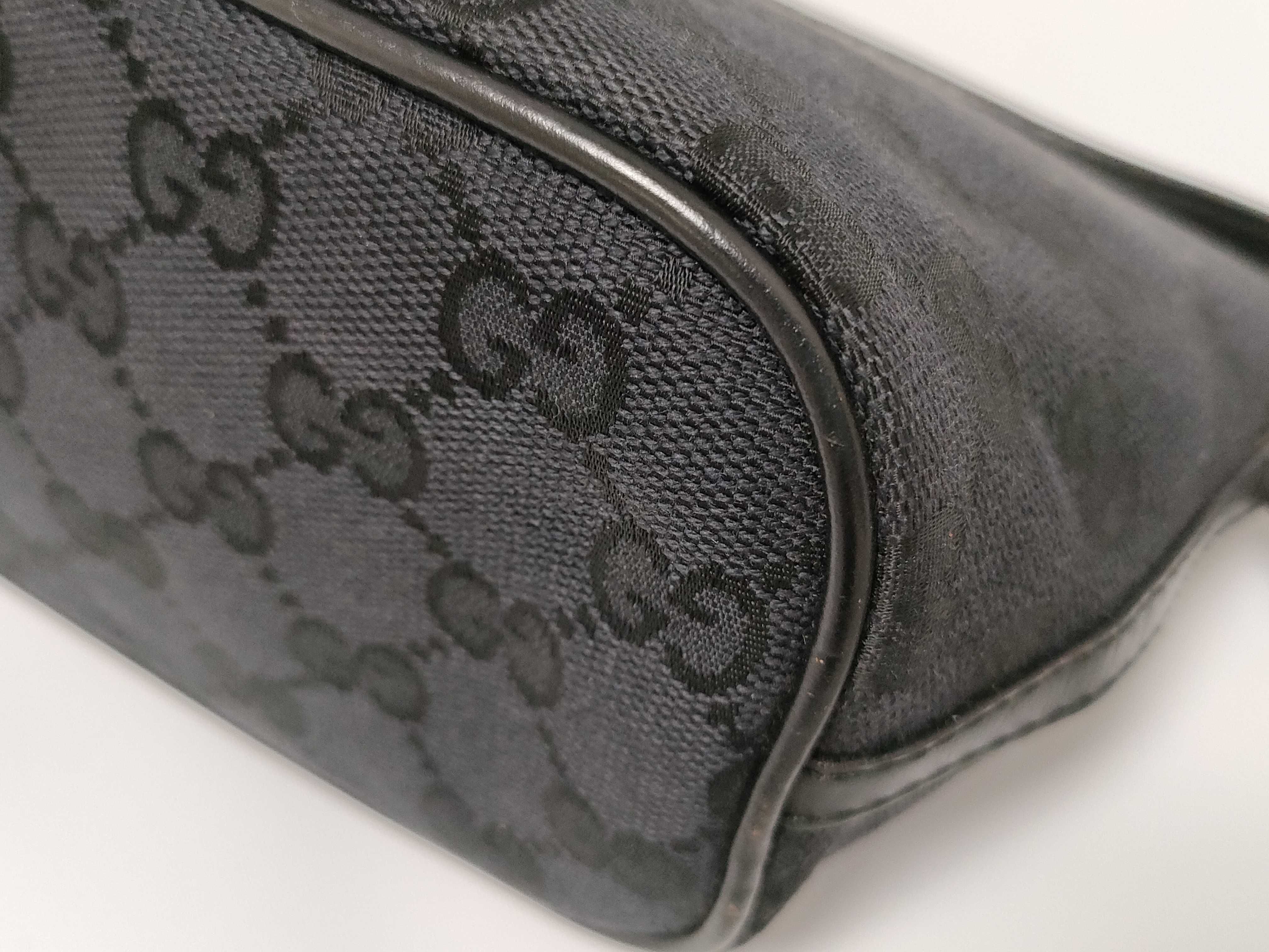 GG Canvas Gucci Accessory Pouch Black Leather Pouch — view 4