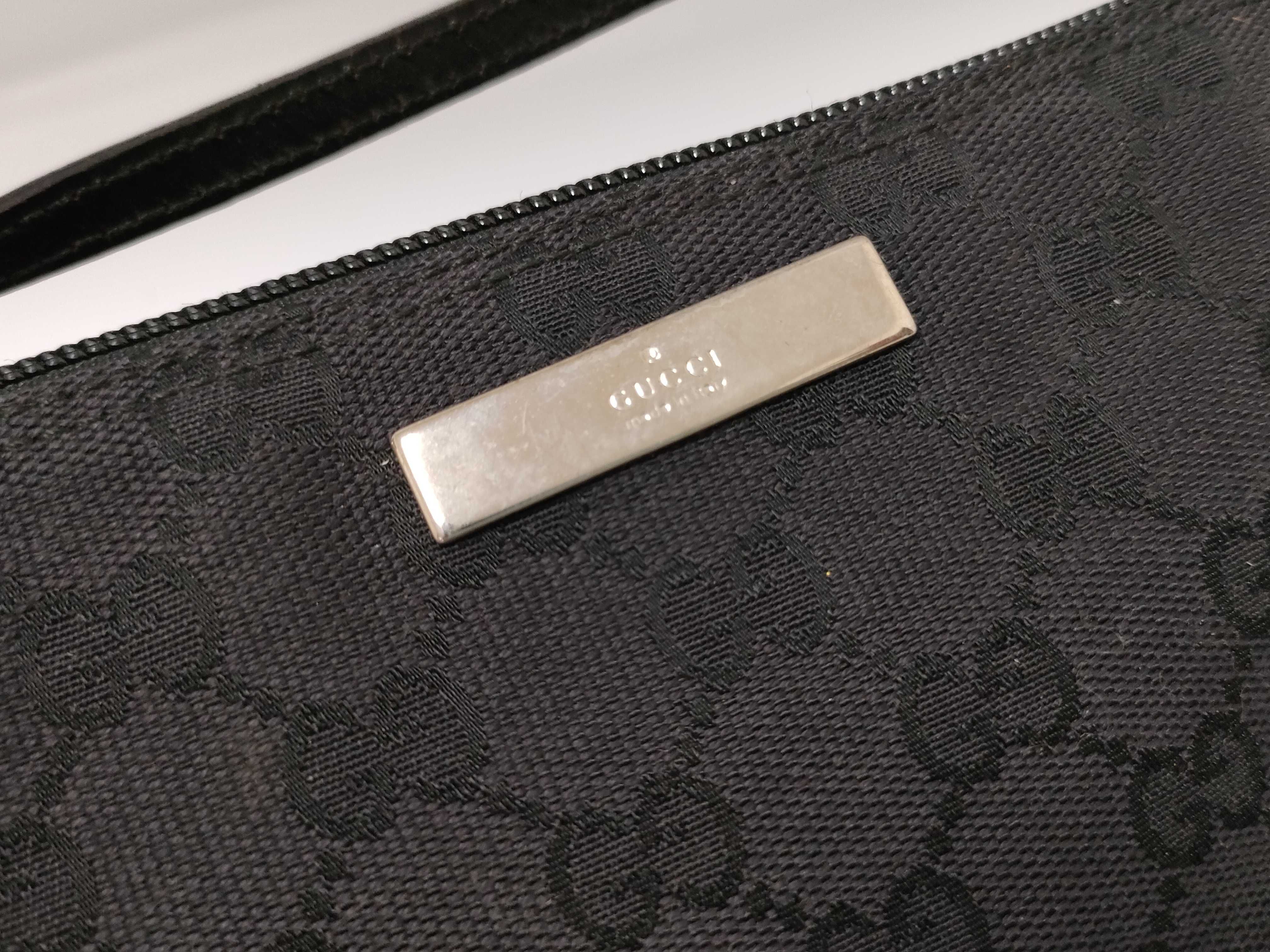 GG Canvas Gucci Accessory Pouch Black Leather Pouch — view 8