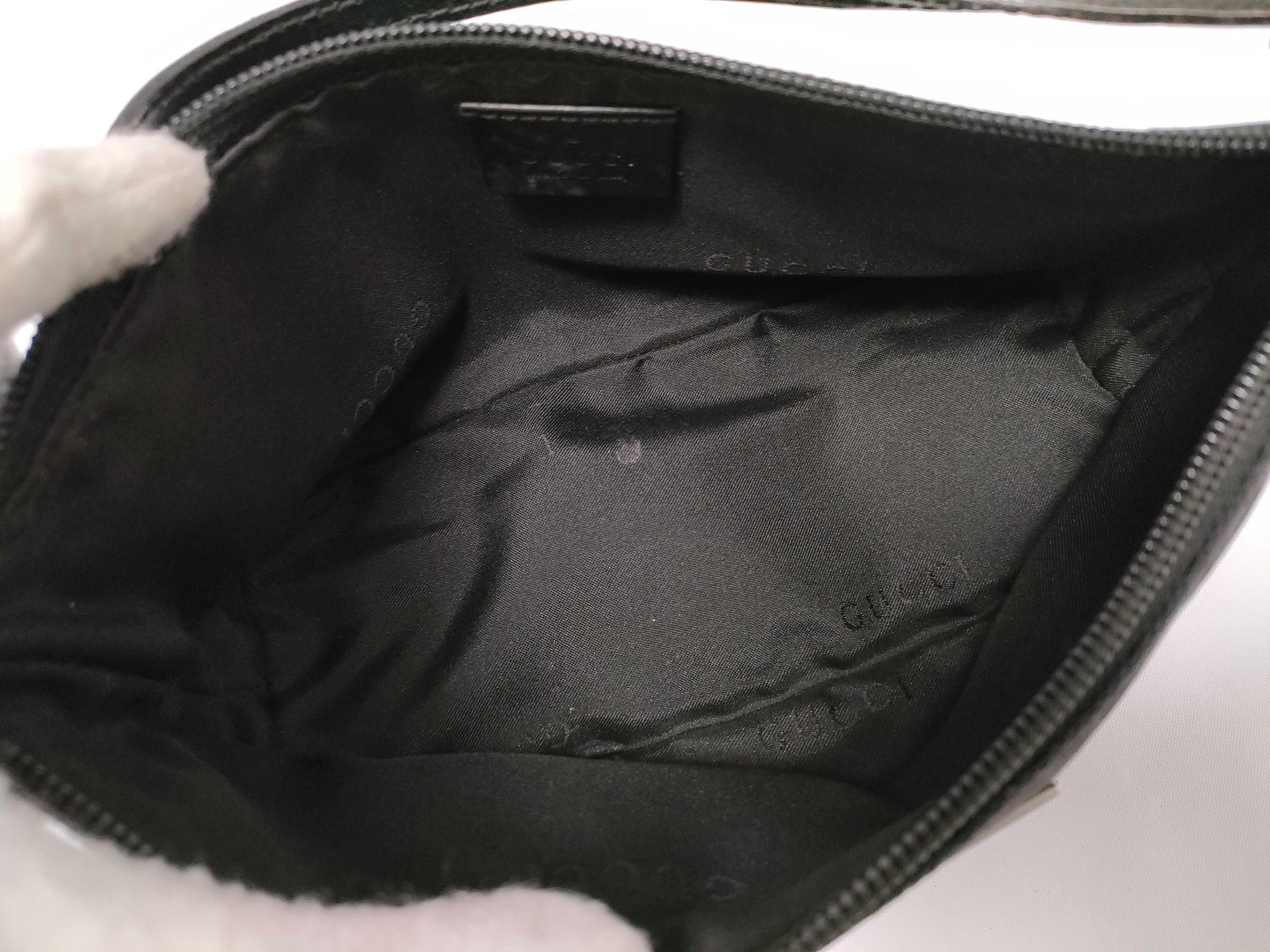 GG Canvas Gucci Accessory Pouch Black Leather Pouch — view 9