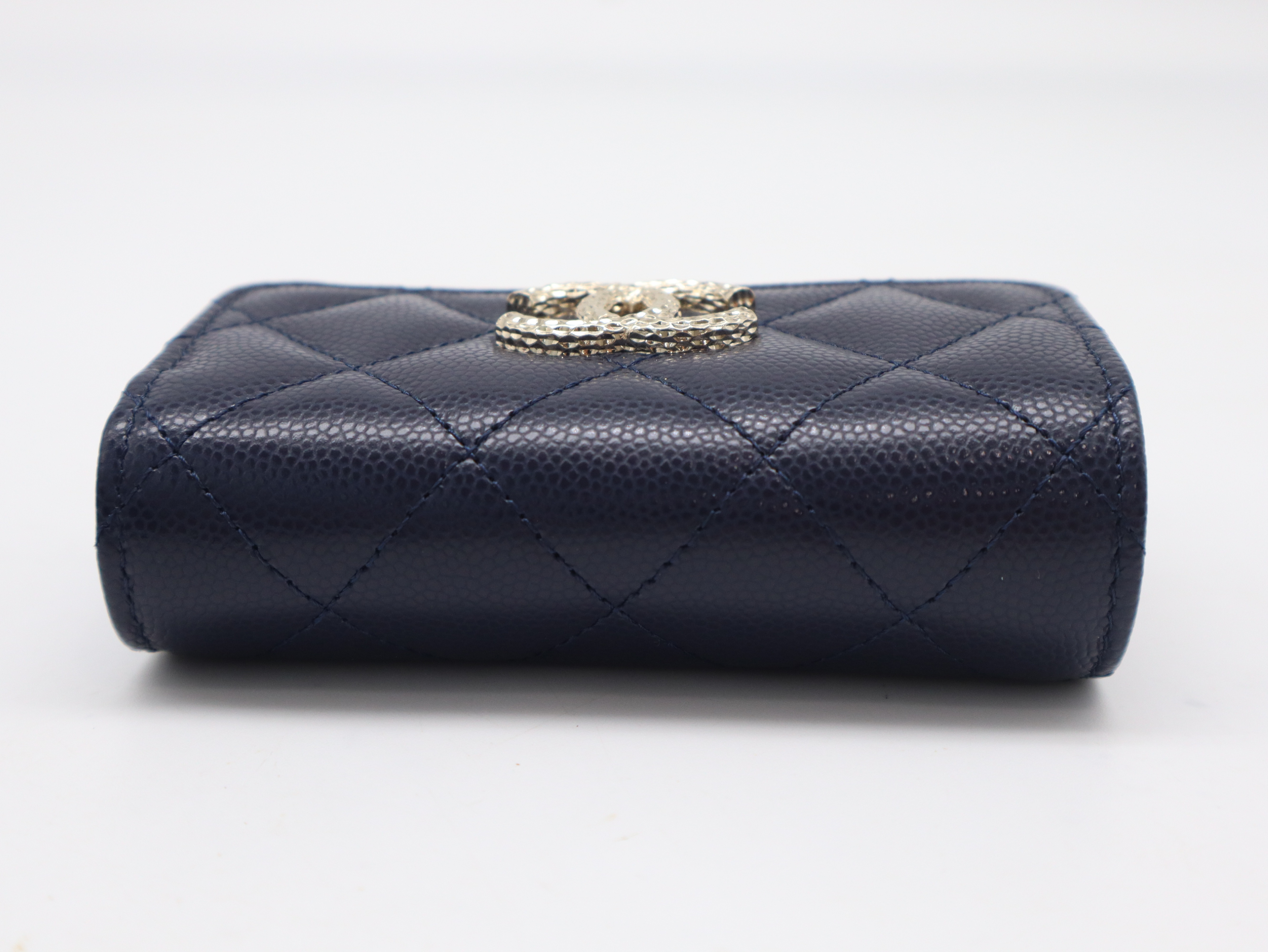 Caviar Skin Matelassé Coco Mark Compact Wallet Navy (Comes with Box, Dust Bag, and Sticker) G990NCX1 — view 3