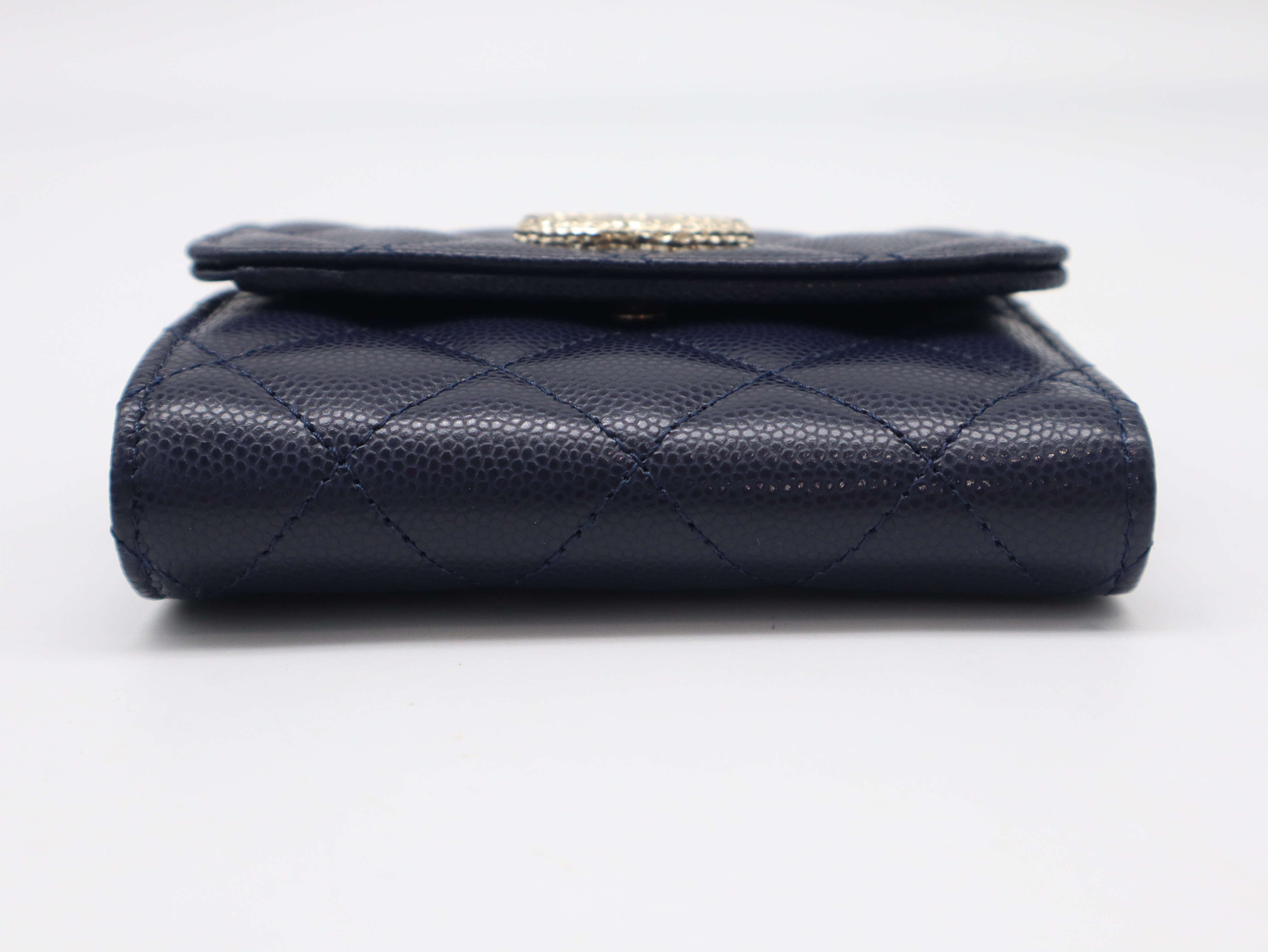 Caviar Skin Matelassé Coco Mark Compact Wallet Navy (Comes with Box, Dust Bag, and Sticker) G990NCX1 — view 4