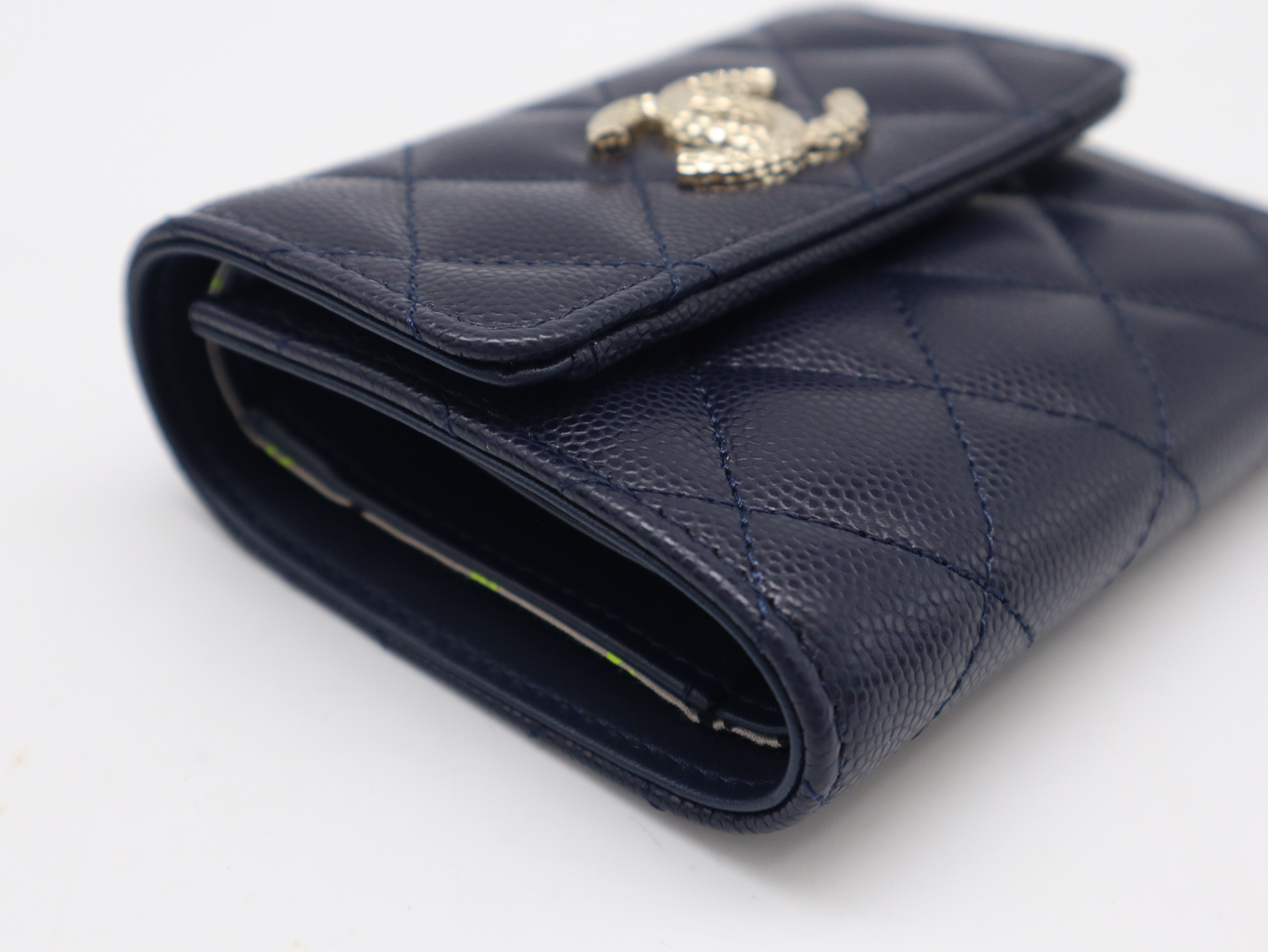 Caviar Skin Matelassé Coco Mark Compact Wallet Navy (Comes with Box, Dust Bag, and Sticker) G990NCX1 — view 7