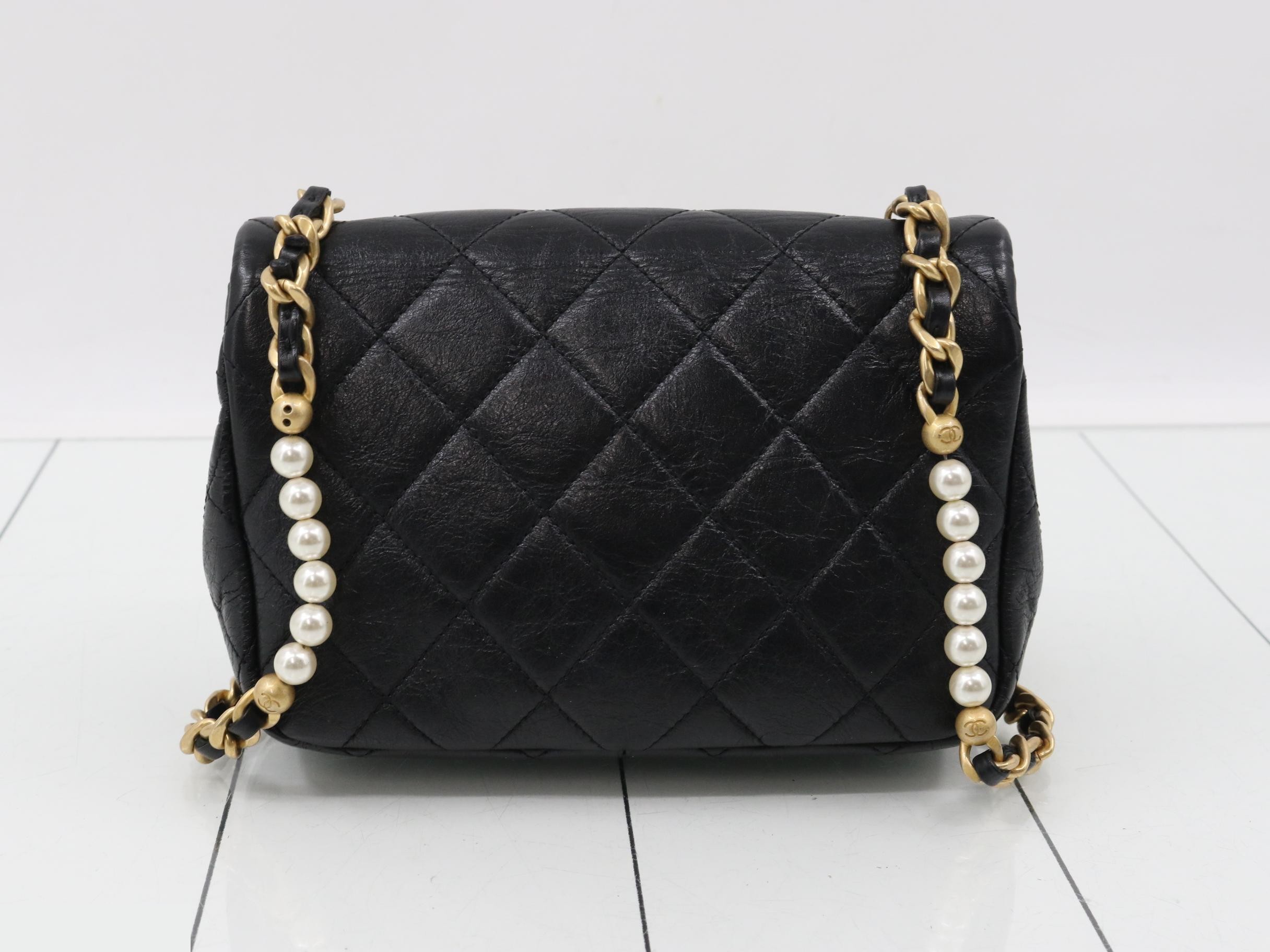 Matelassé Small Flap Pearl Chain Shoulder Bag — view 2