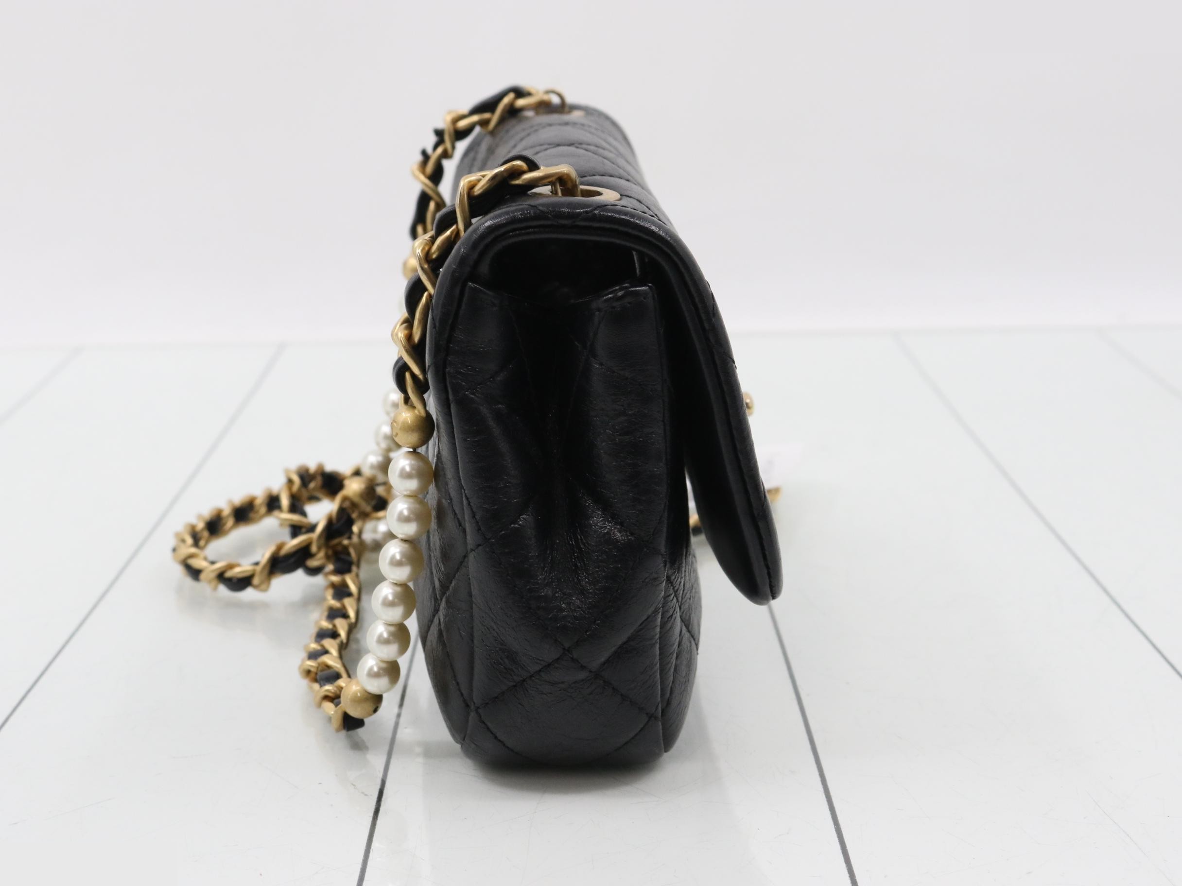 Matelassé Small Flap Pearl Chain Shoulder Bag — view 4