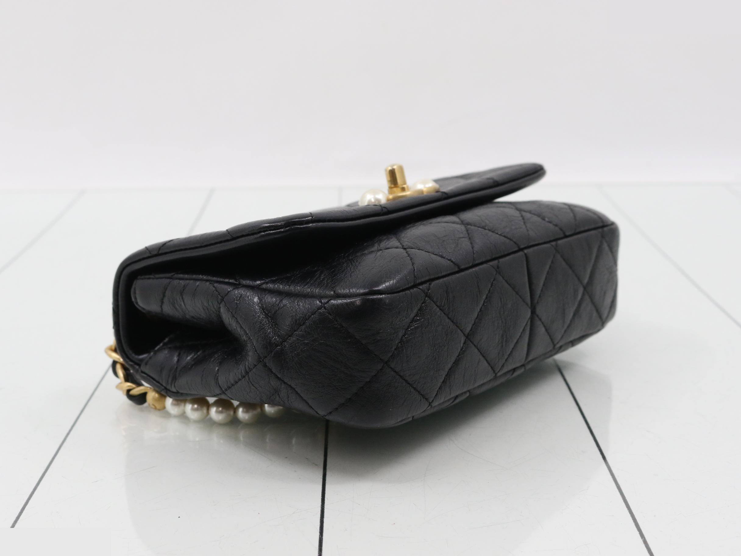 Matelassé Small Flap Pearl Chain Shoulder Bag — view 5