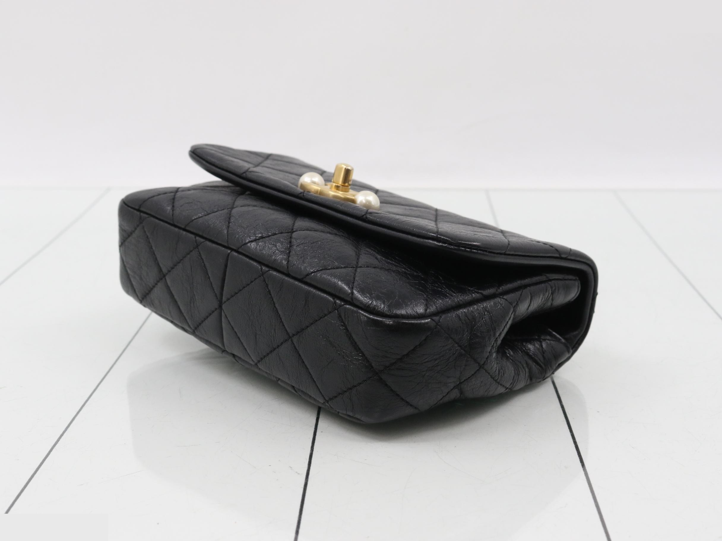 Matelassé Small Flap Pearl Chain Shoulder Bag — view 6