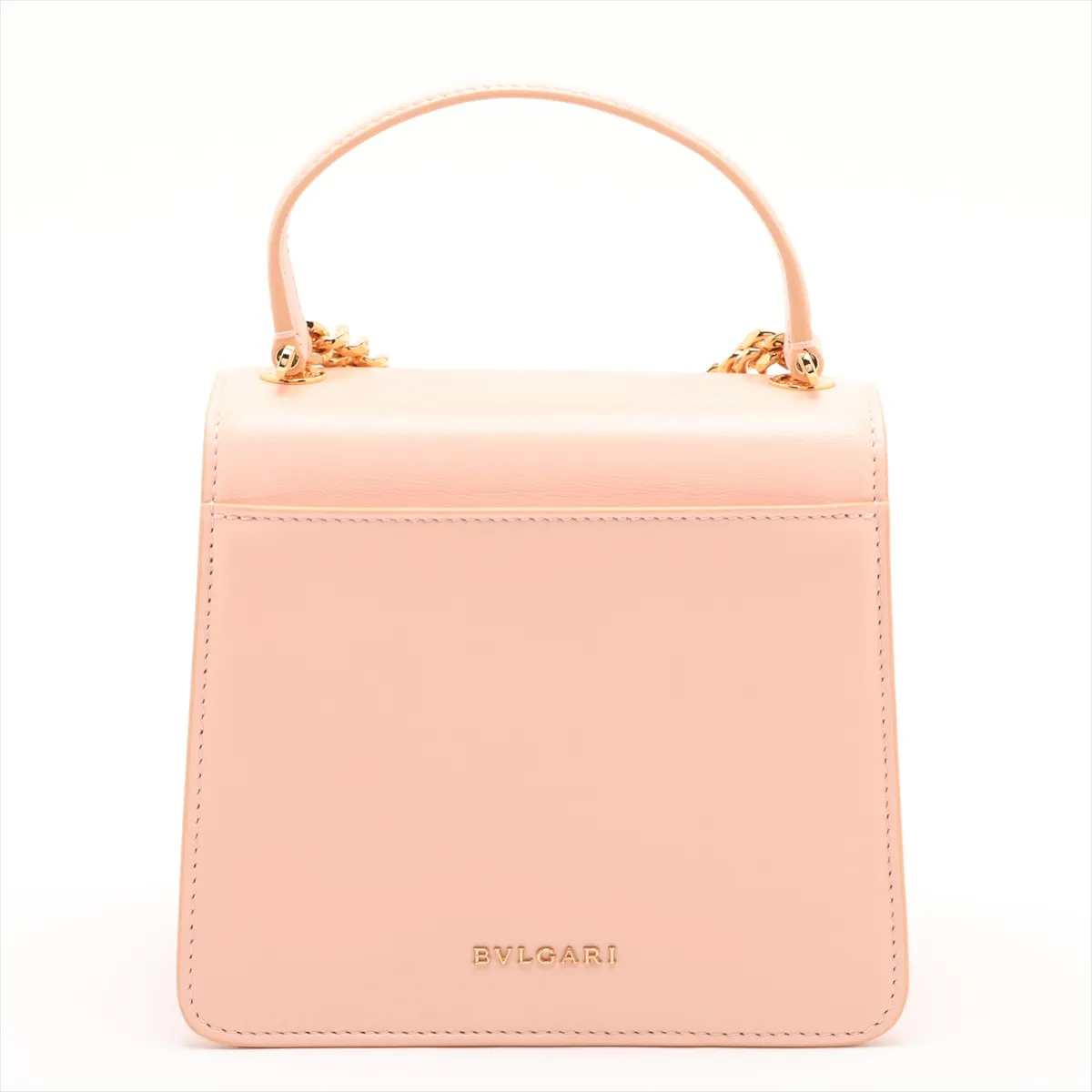 Serpenti Leather Handbag, Pink, with Mirror — view 2