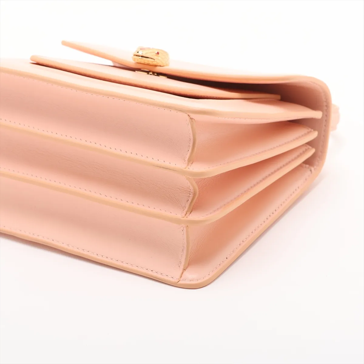 Serpenti Leather Handbag, Pink, with Mirror — view 3