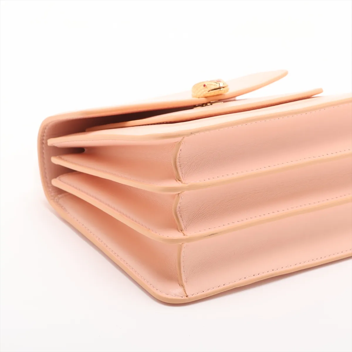 Serpenti Leather Handbag, Pink, with Mirror — view 4