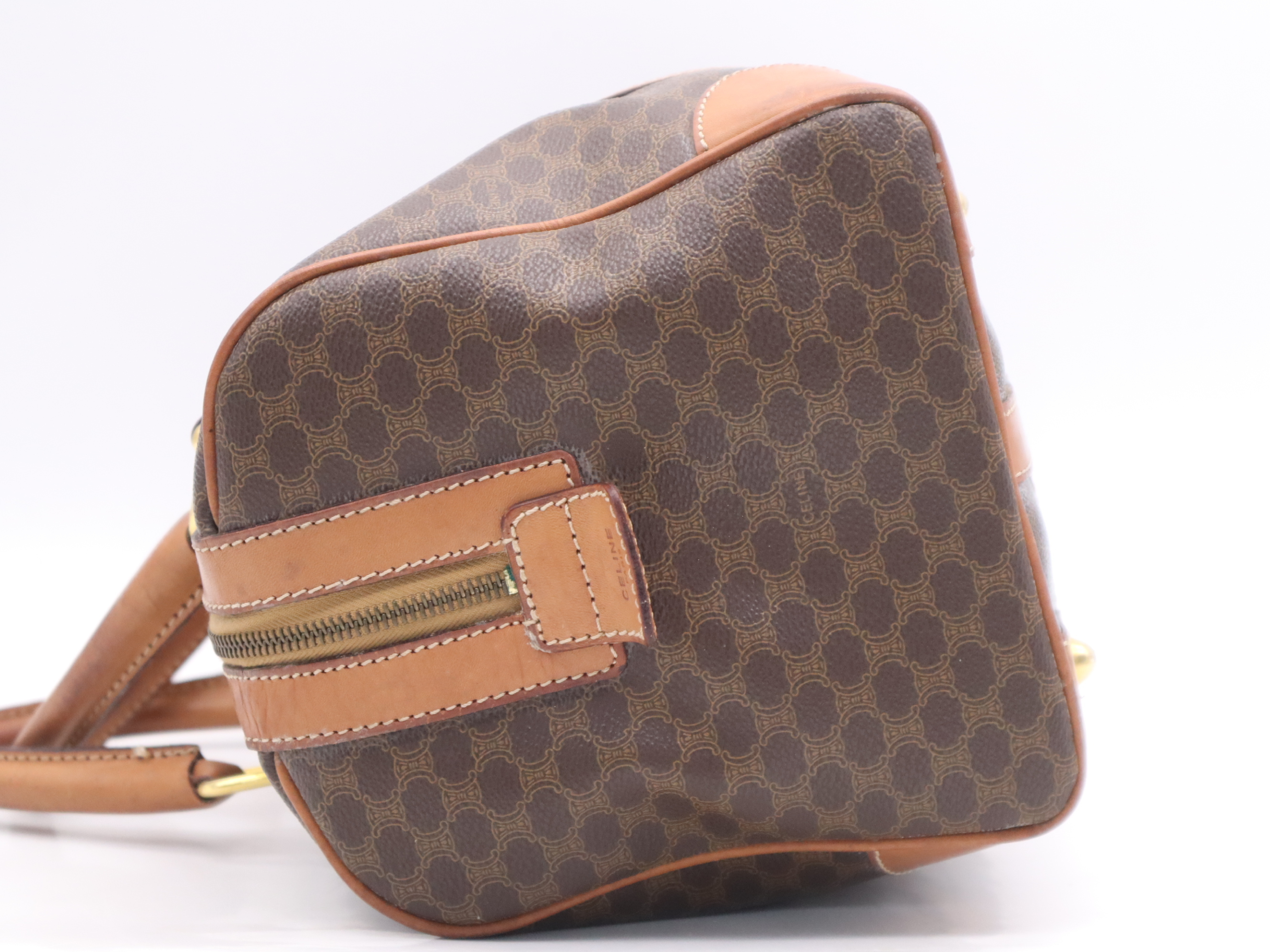 M07 Leather Macadam Pattern Mini Boston Bag Brown Boston Bag — view 3