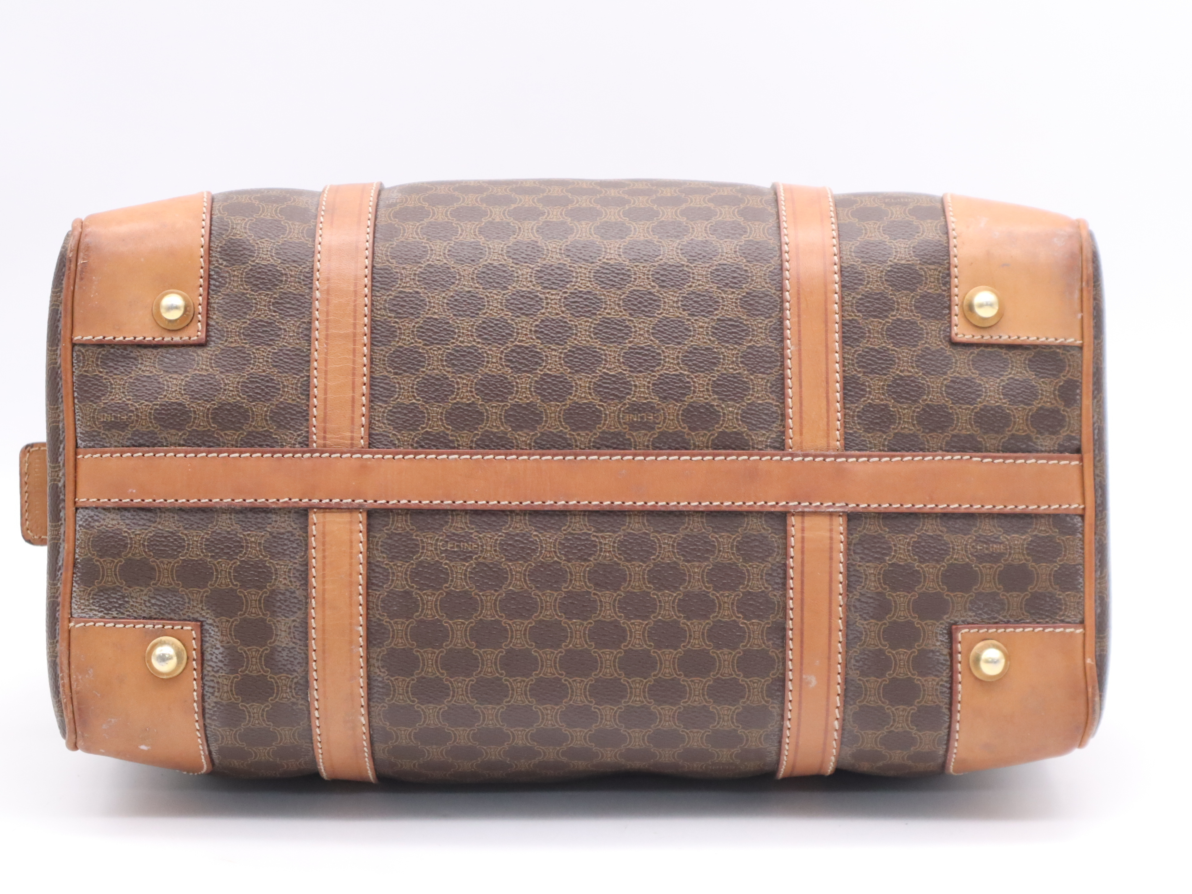 M07 Leather Macadam Pattern Mini Boston Bag Brown Boston Bag — view 4