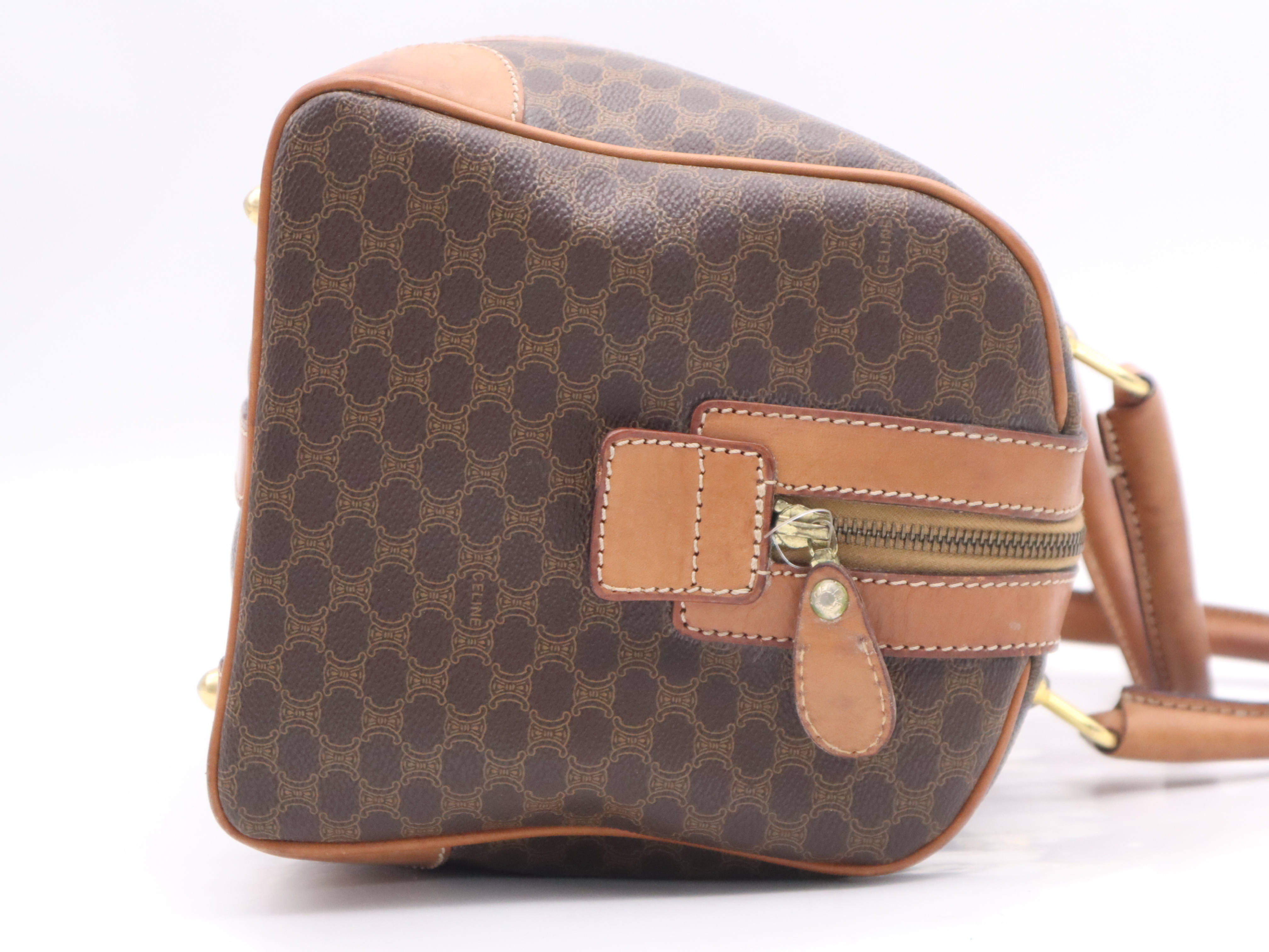 M07 Leather Macadam Pattern Mini Boston Bag Brown Boston Bag — view 5