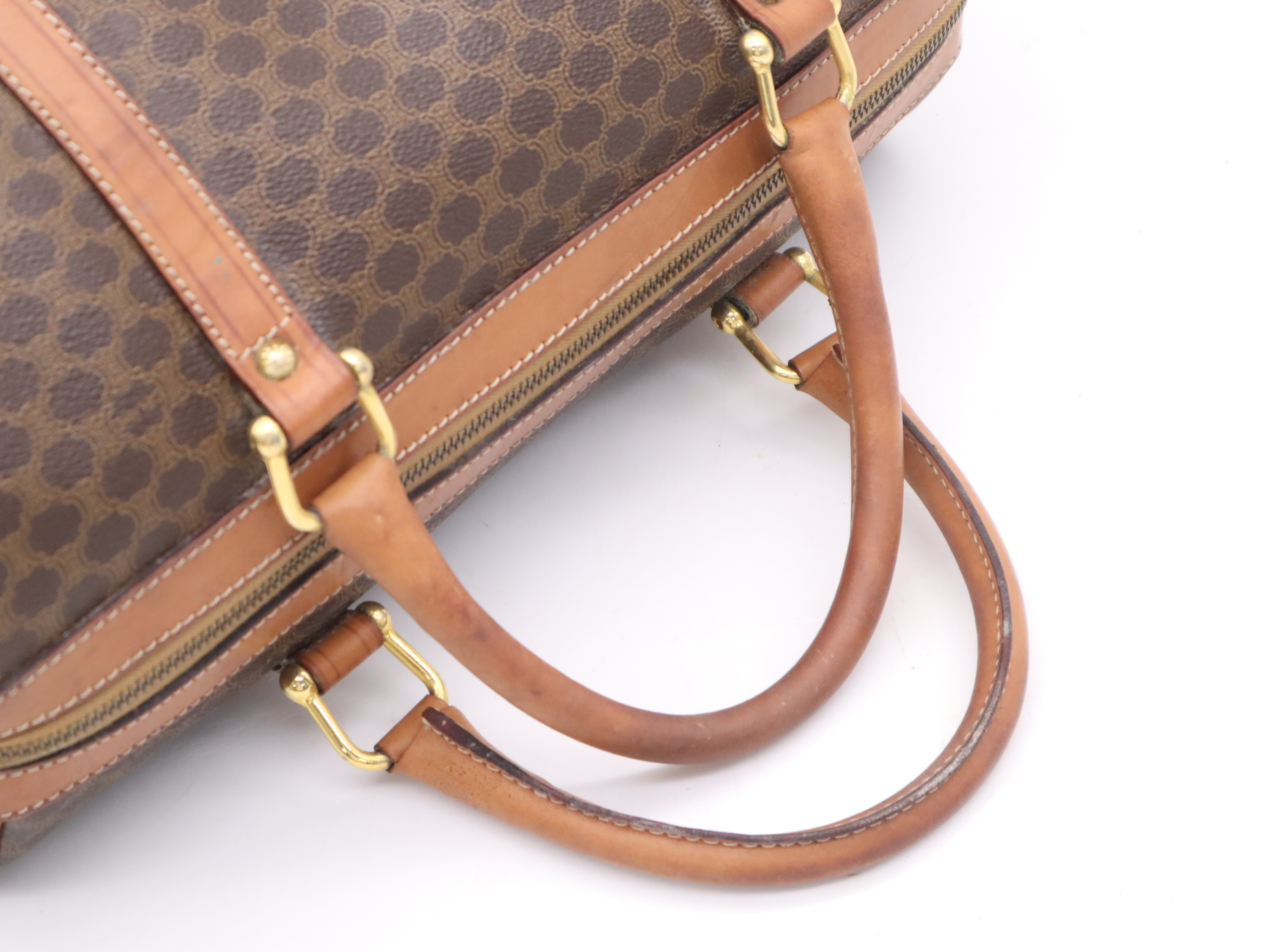 M07 Leather Macadam Pattern Mini Boston Bag Brown Boston Bag — view 6