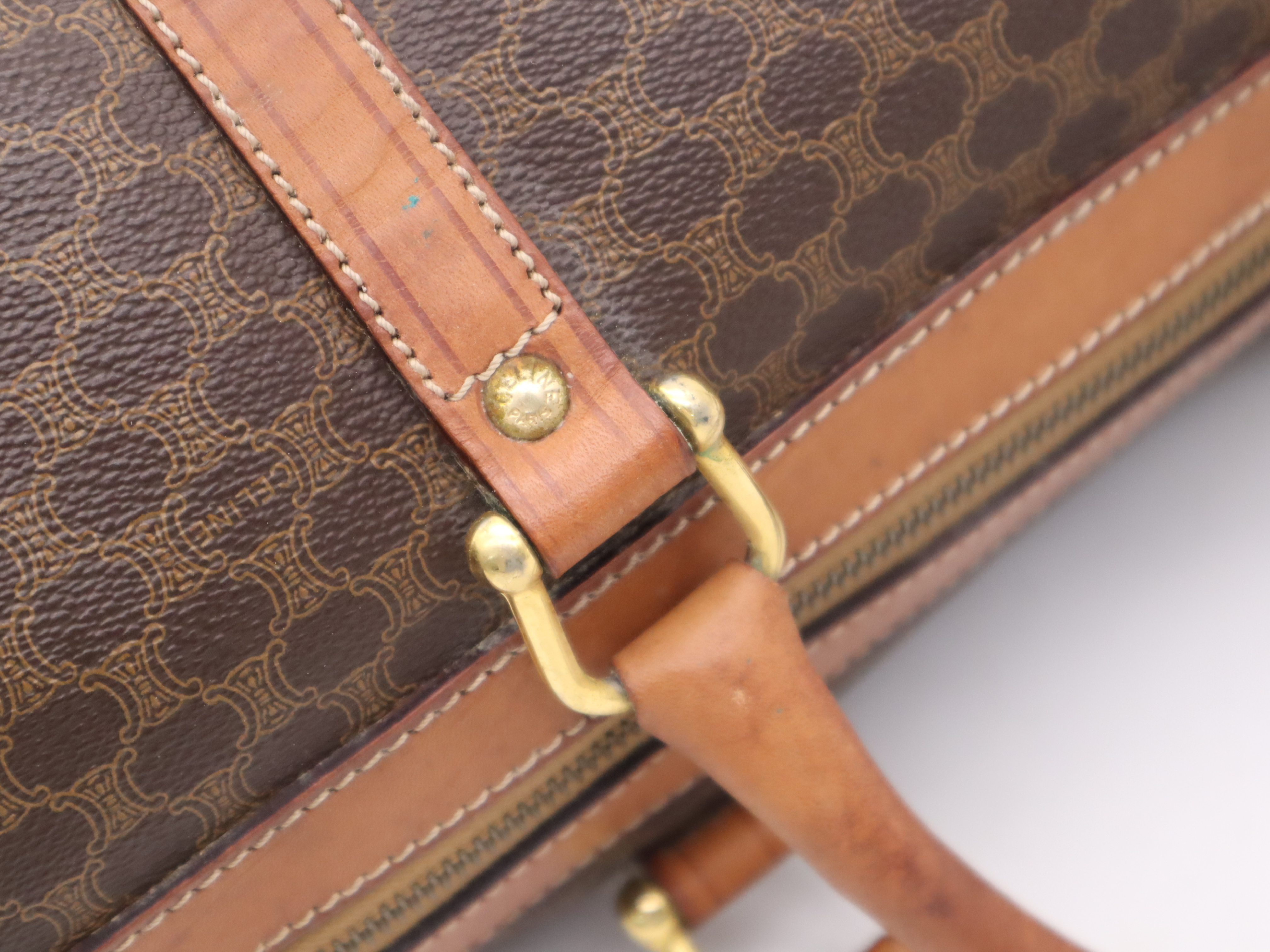 M07 Leather Macadam Pattern Mini Boston Bag Brown Boston Bag — view 7