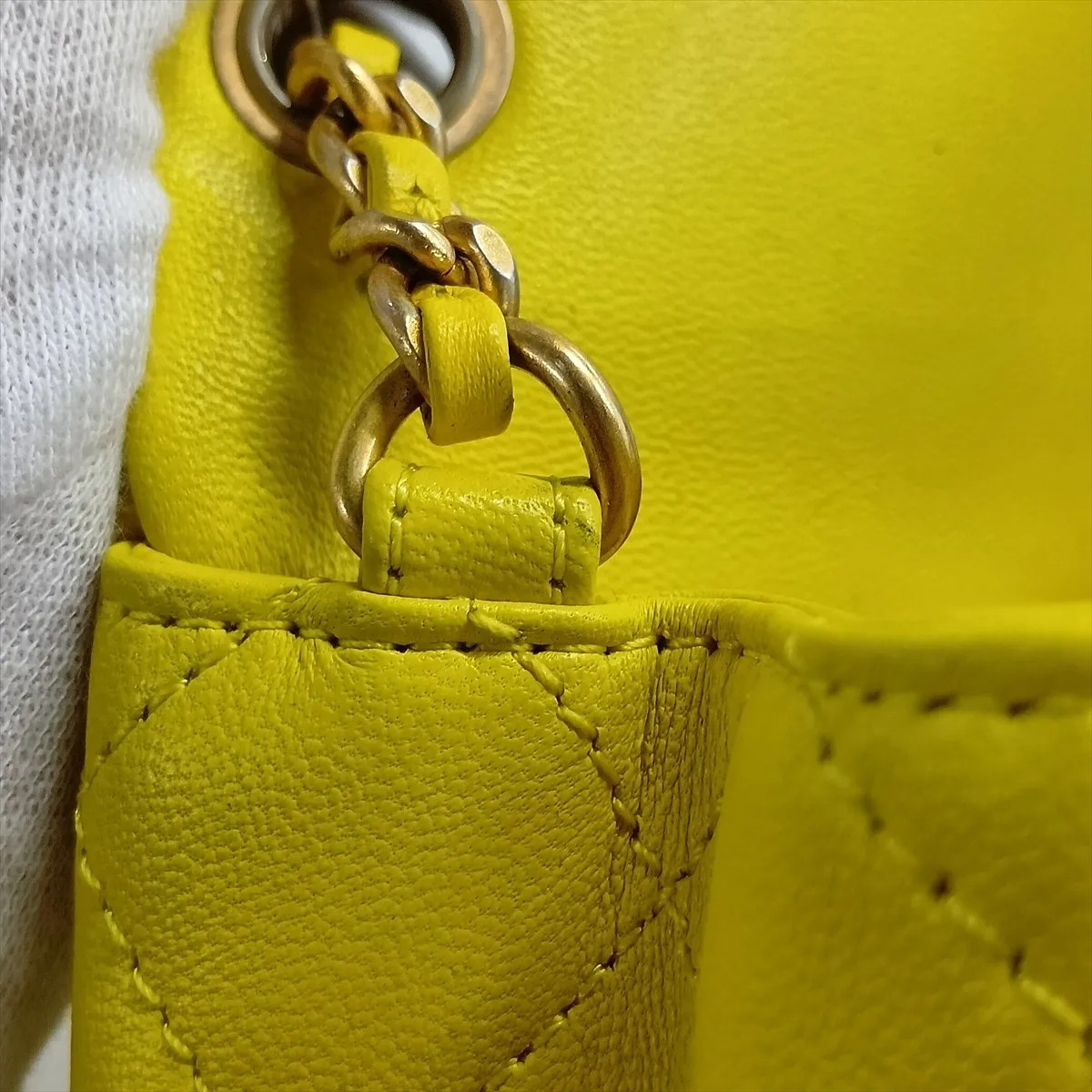 Mini Matelassé Lambskin Single Flap Single Chain Bag, Coco Ball Yellow, Gold Hardware, C99CELHA, Random Plate — view 11