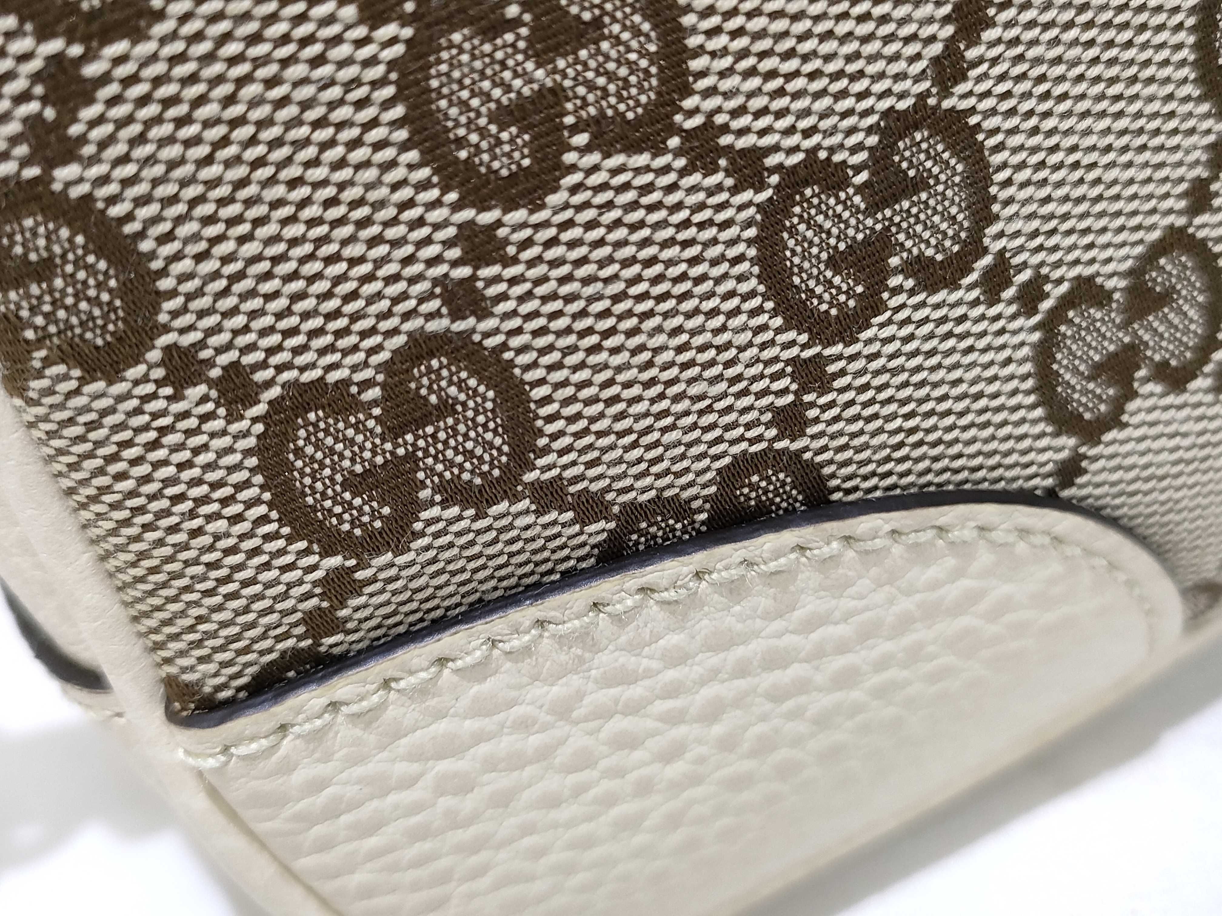 GG Canvas Shoulder Bag, Beige x White, 449413 (Outlet) — view 13