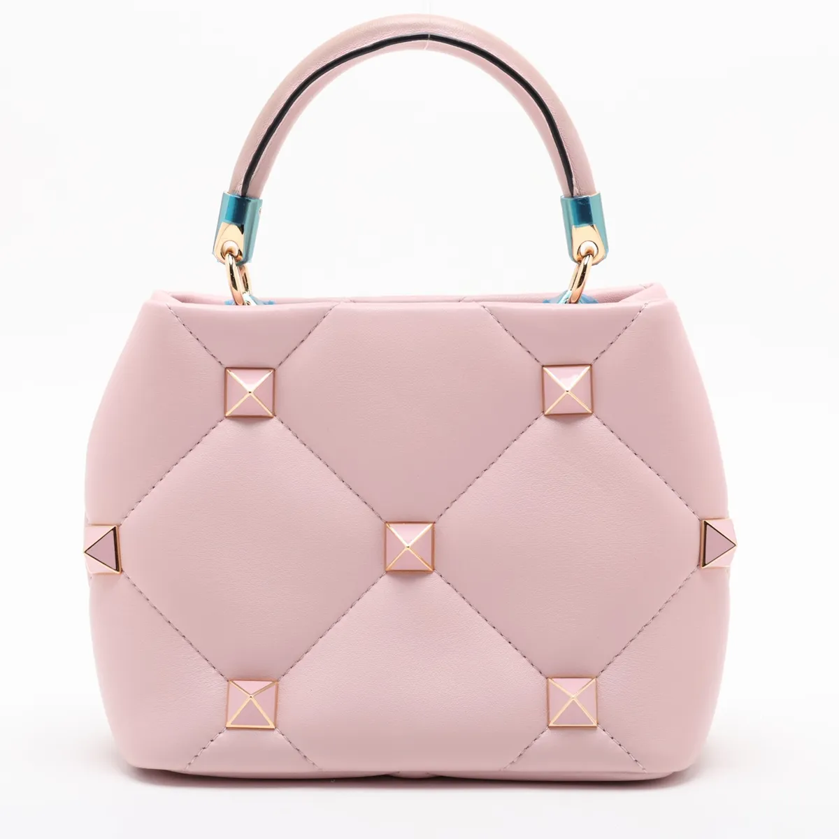 Roman Studded Leather 2-Way Handbag, Pink — view 2