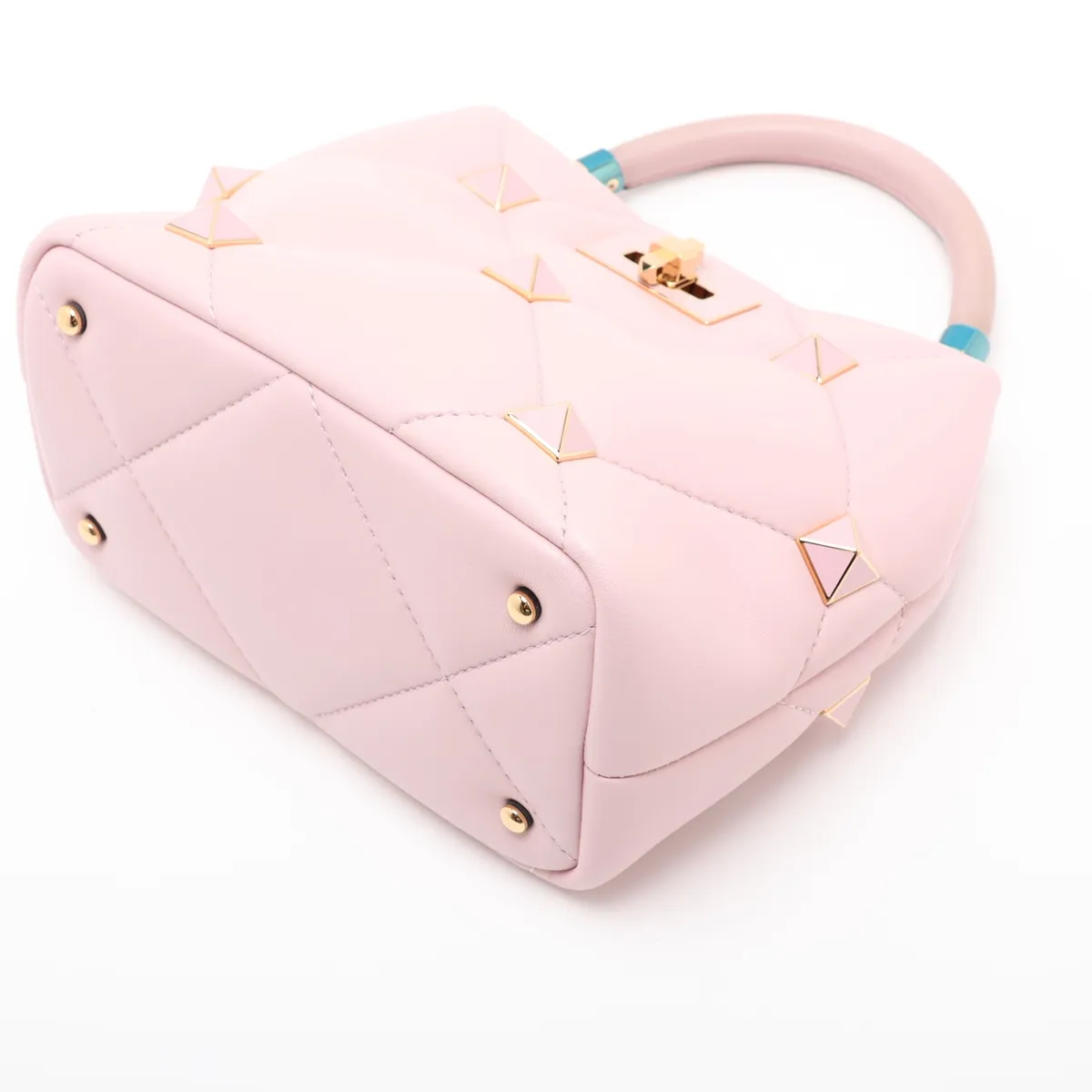 Roman Studded Leather 2-Way Handbag, Pink — view 3