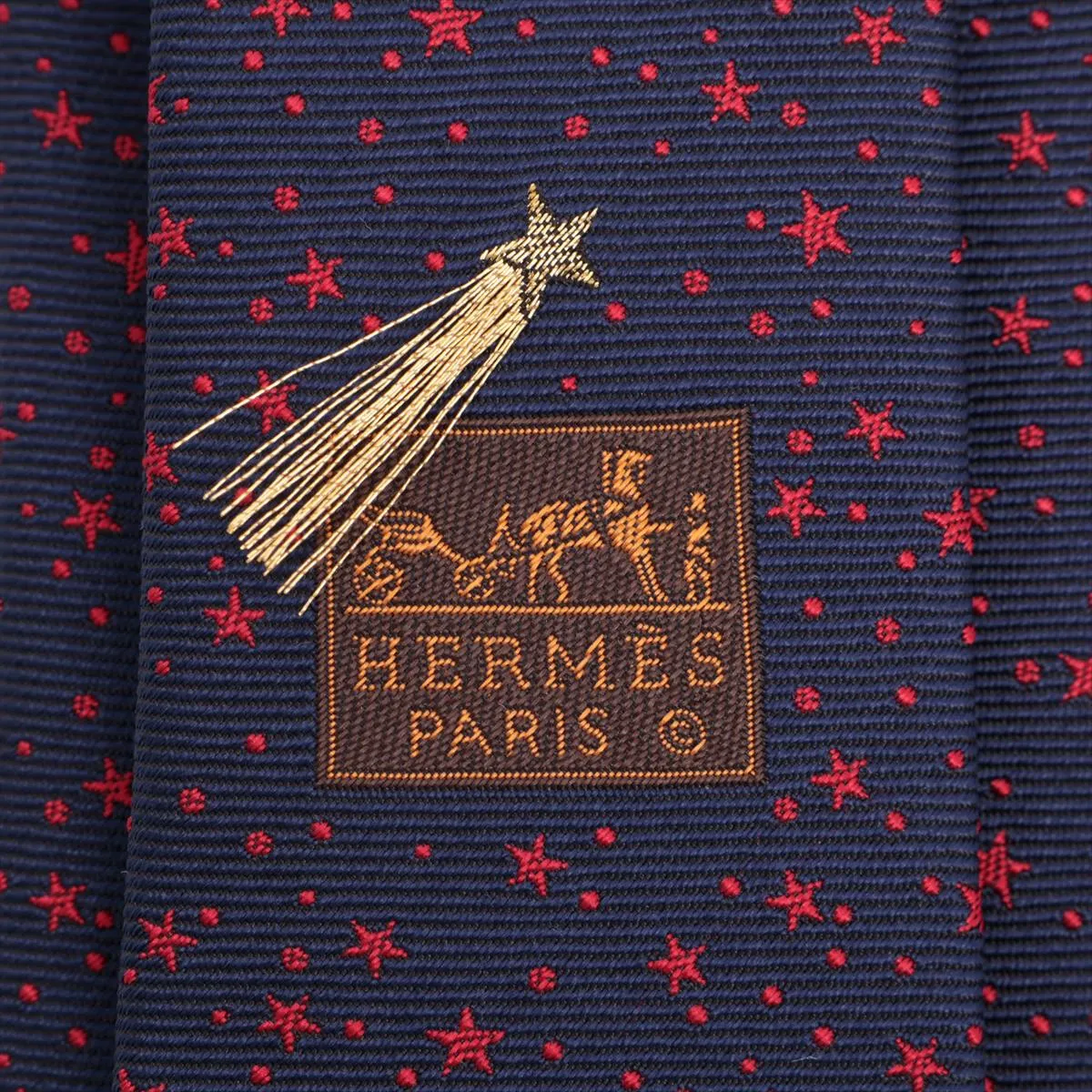 Necktie Silk Navy x Red Thread — view 3