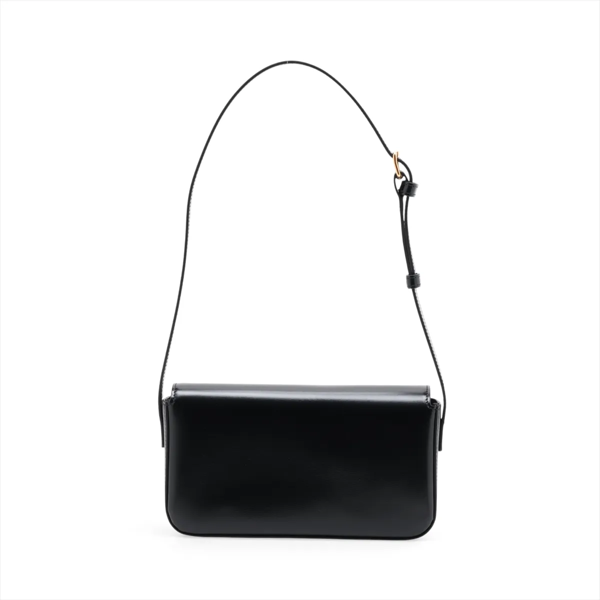 Triomphe Claude Leather Shoulder Bag, Black — view 2