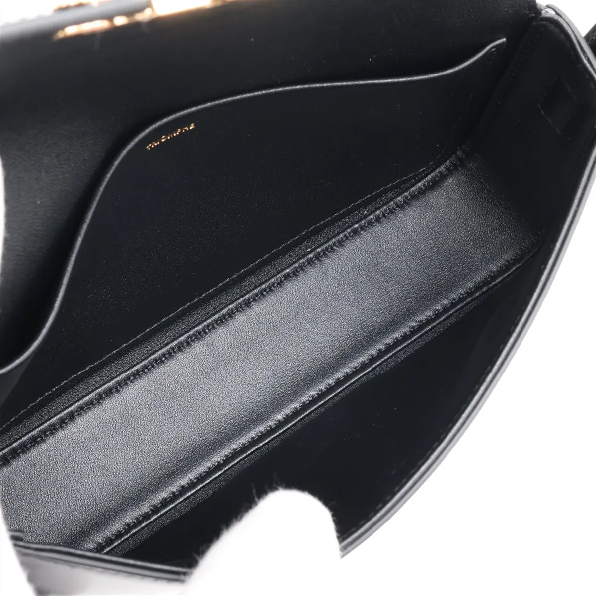 Triomphe Claude Leather Shoulder Bag, Black — view 6
