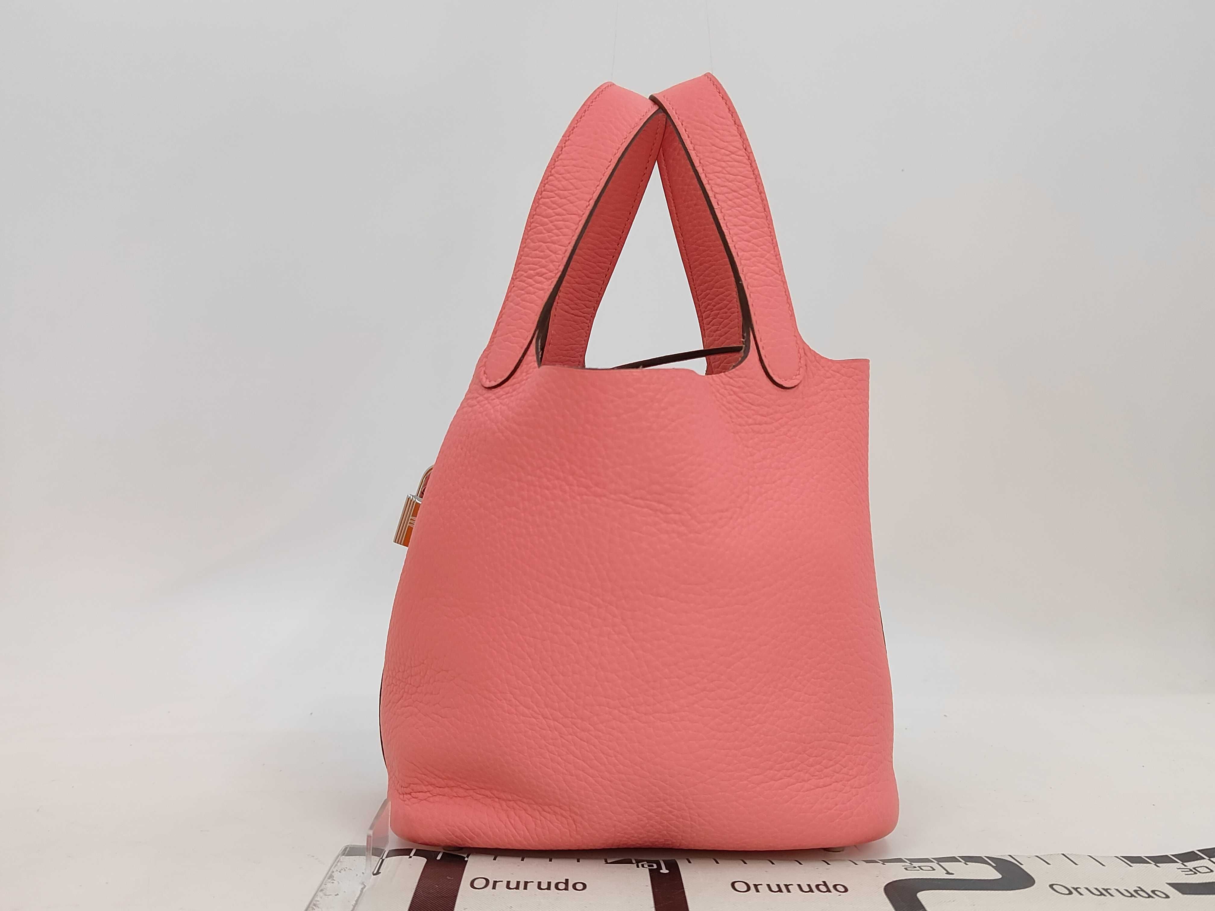 Picotin Lock 18 Silver Hardware K Stamp Rose Azalee Taurillon Clemence Handbag — view 2