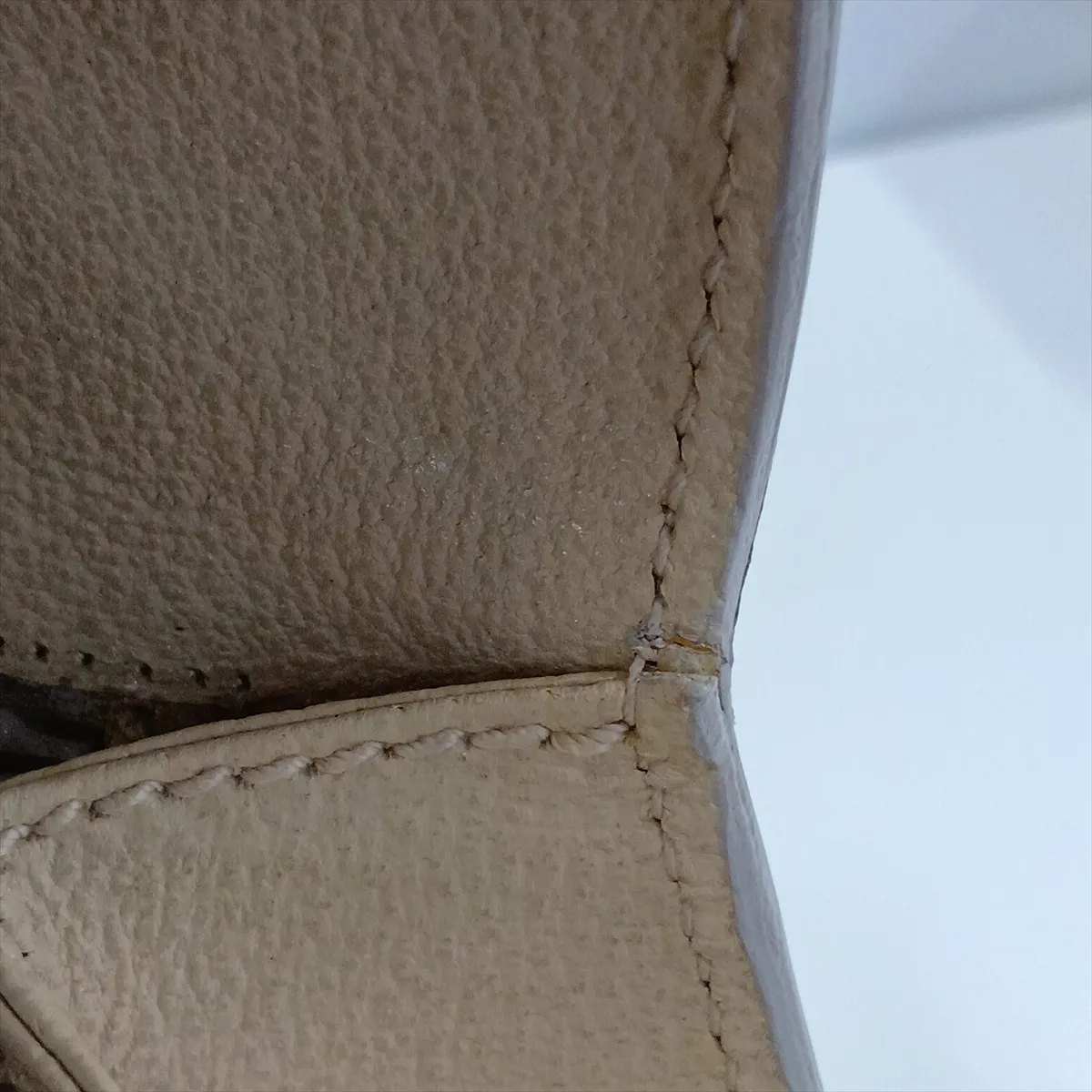 Bamboo Leather 2-Way Handbag, Beige, with Mirror — view 14