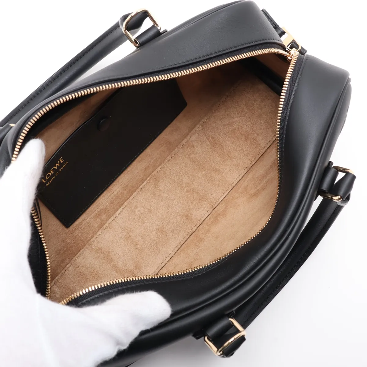 Amazona 23 Cropped Leather 2-Way Handbag, Black — view 8