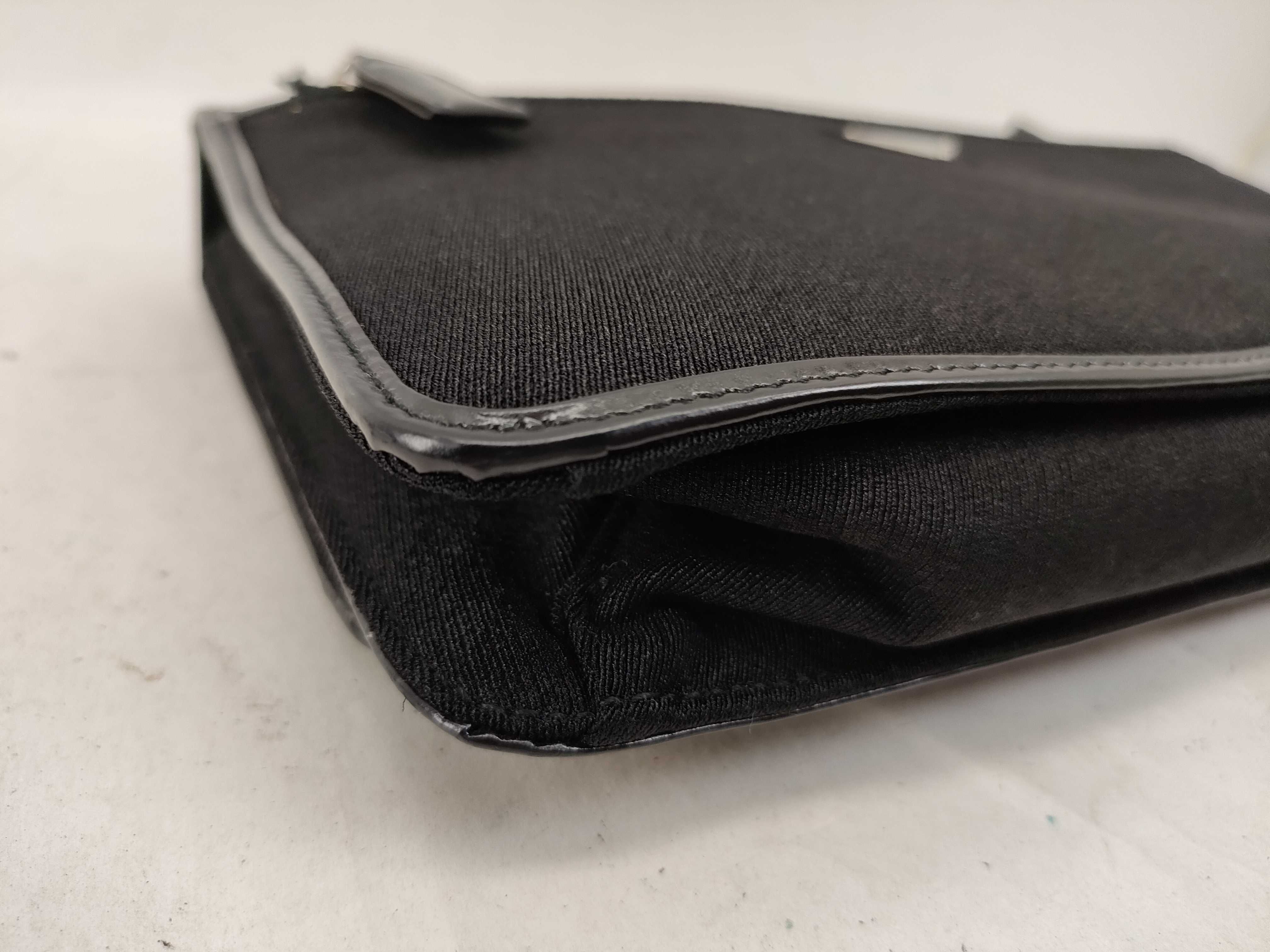 One-Shoulder Leather x Canvas Triangle Plate Shoulder Bag — view 3