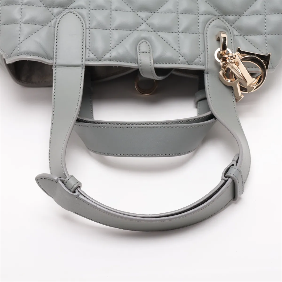 Macro Cannage Toujours Leather Handbag, Gray, Lucky Star — view 5