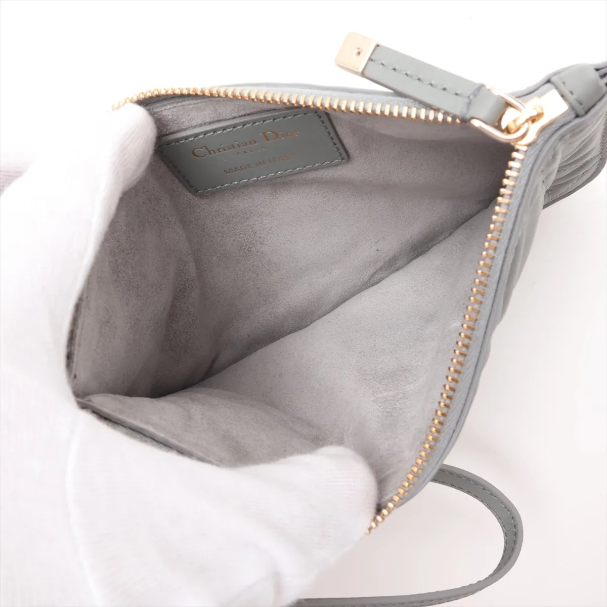 Macro Cannage Toujours Leather Handbag, Gray, Lucky Star — view 8