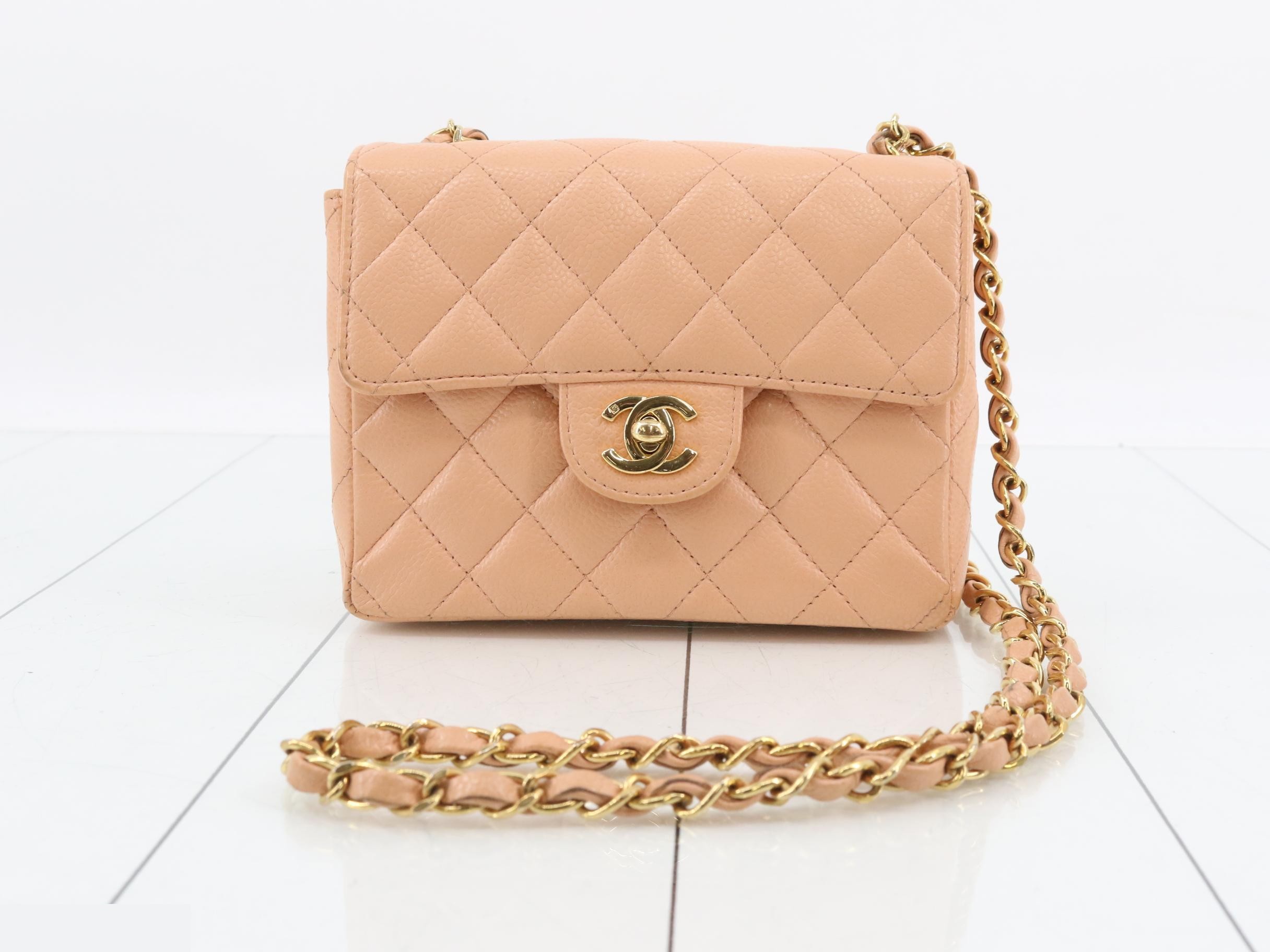 Mini Mat 17 Chain Shoulder Bag, Caviar Pink Beige, No. 8
