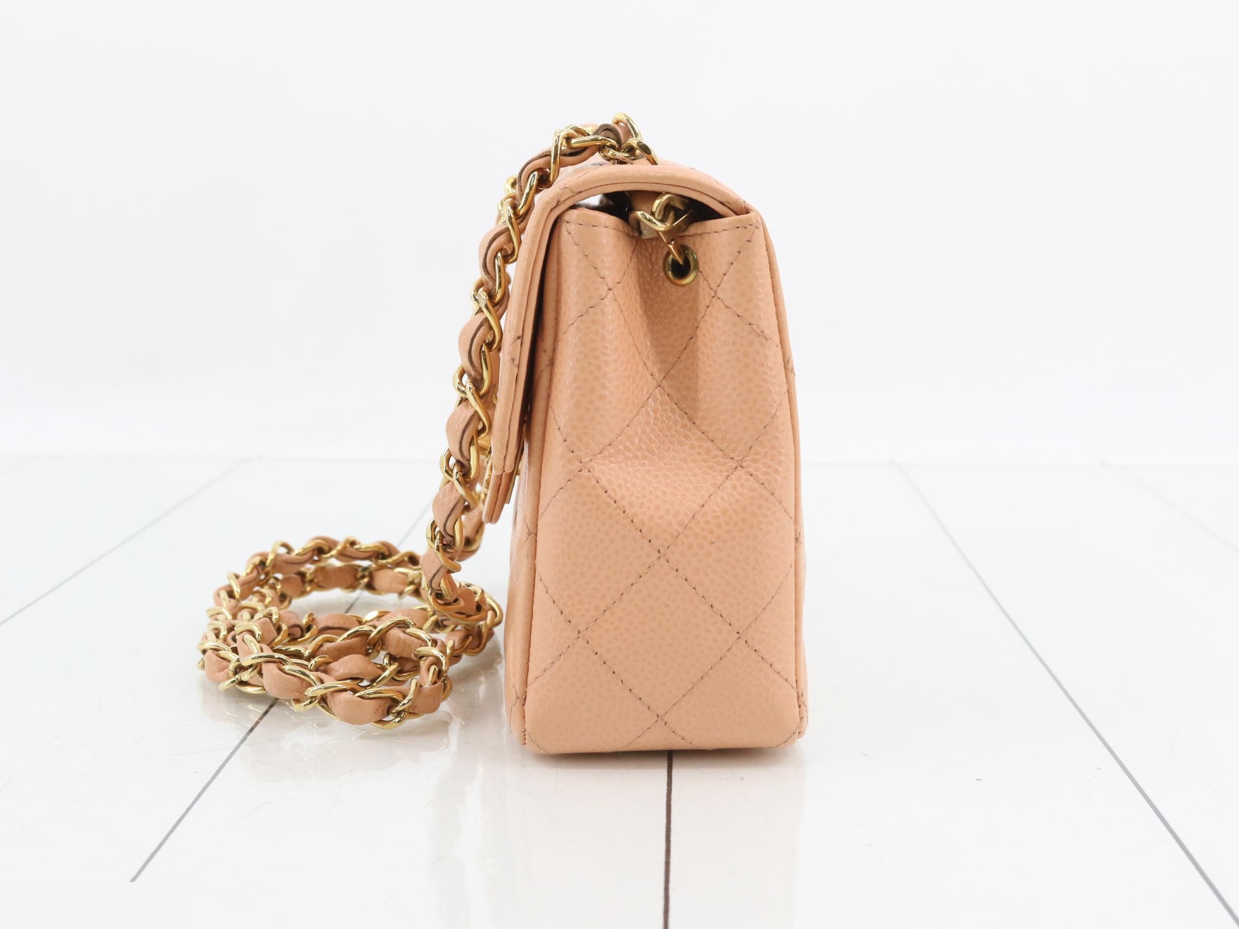 Mini Mat 17 Chain Shoulder Bag, Caviar Pink Beige, No. 8 — view 3