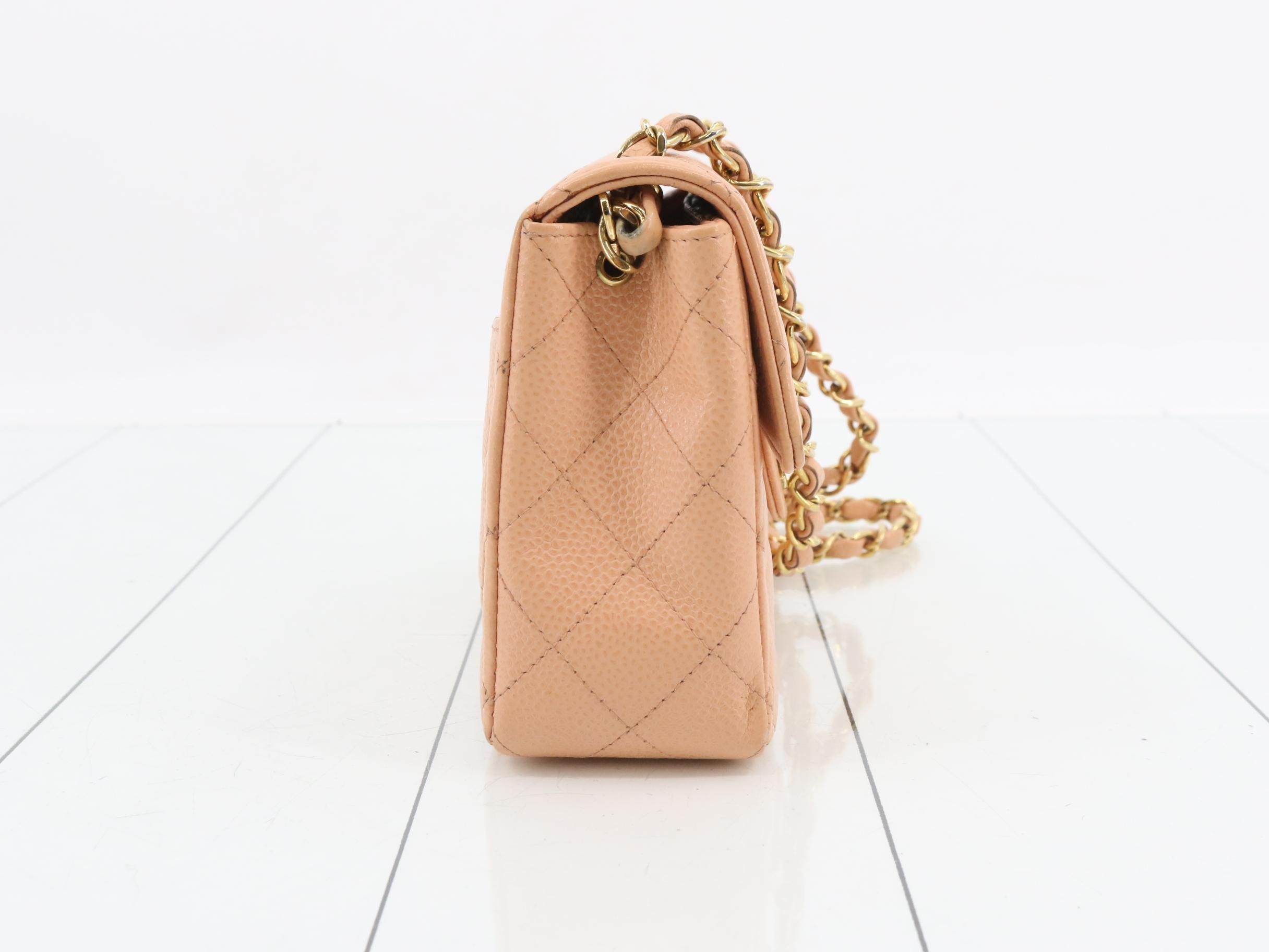 Mini Mat 17 Chain Shoulder Bag, Caviar Pink Beige, No. 8 — view 4