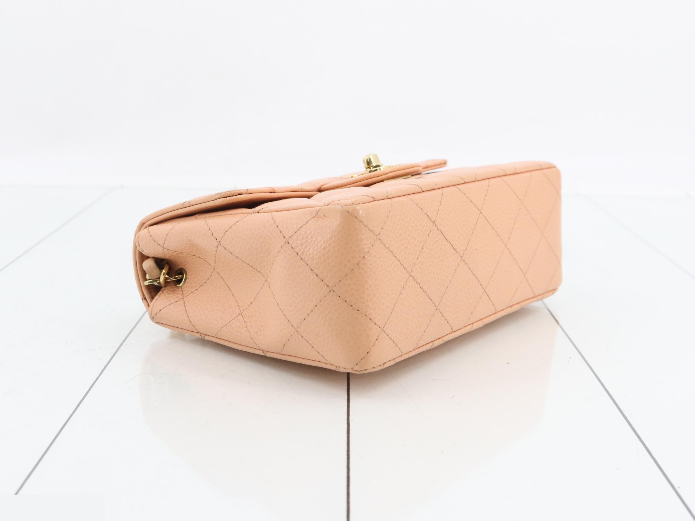 Mini Mat 17 Chain Shoulder Bag, Caviar Pink Beige, No. 8 — view 5