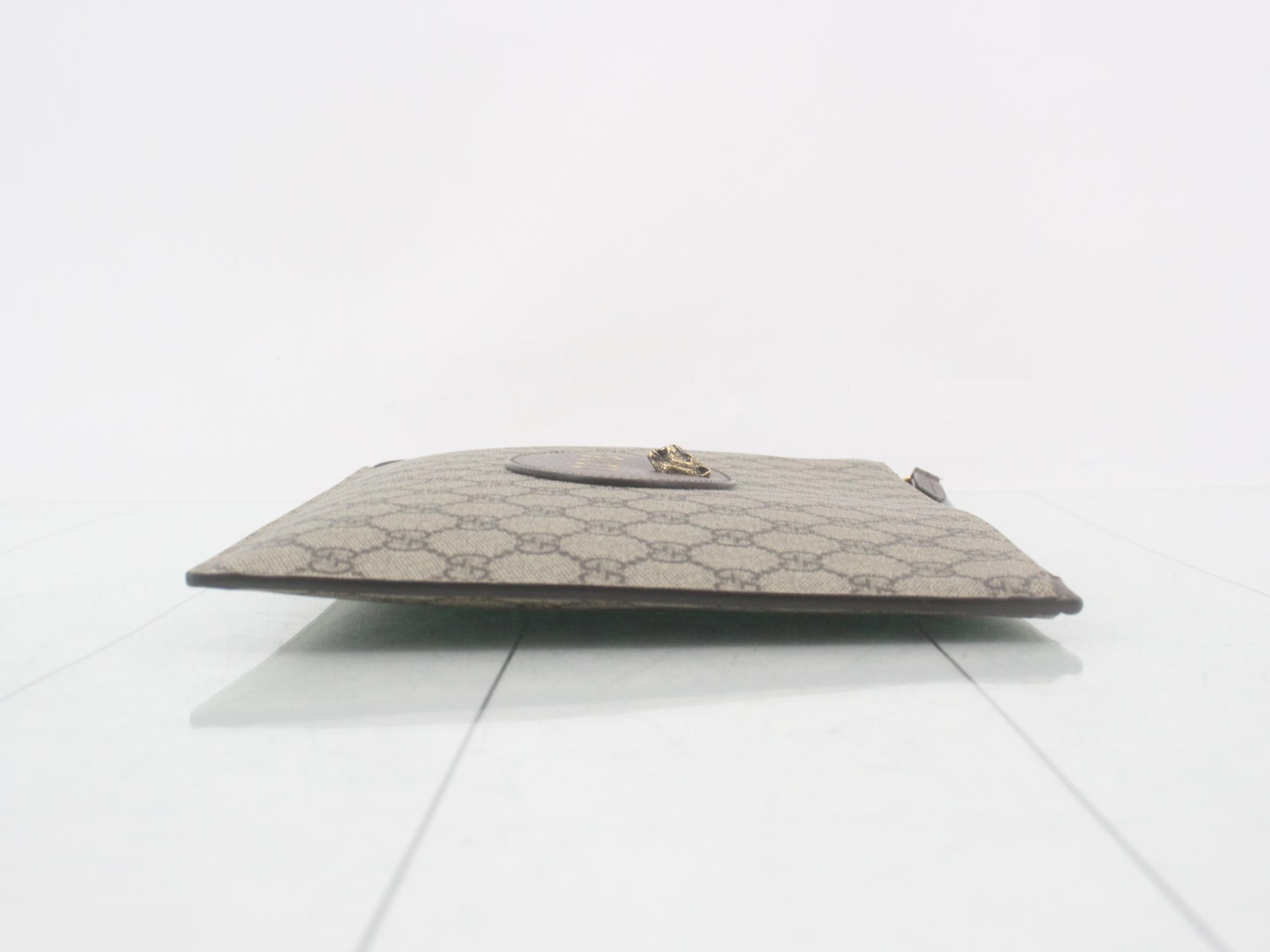 GG Supreme Tiger Head Clutch Bag with Short Strap — view 3
