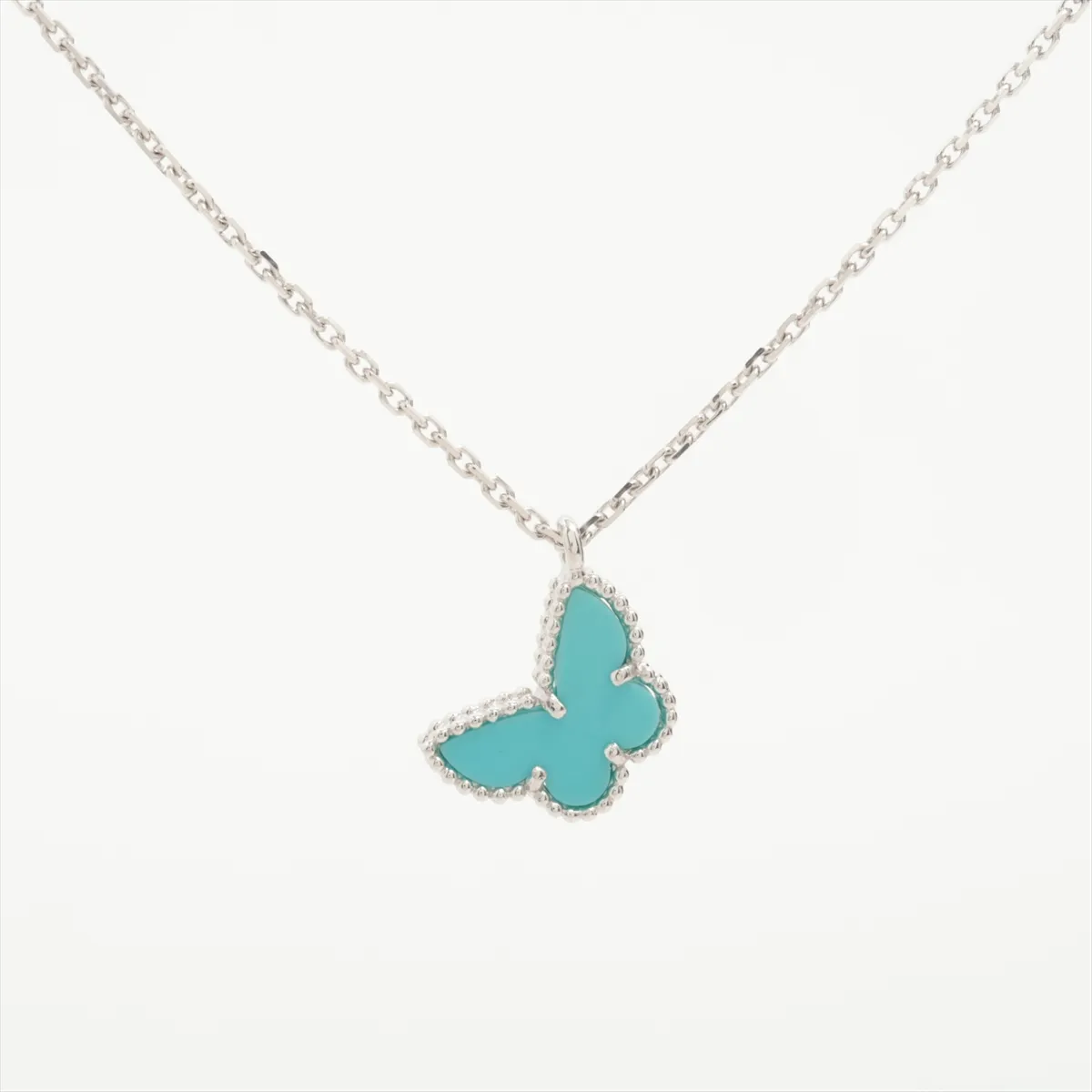 Sweet Alhambra Papillon Turquoise Necklace, 750 (WG), 2.9g, JE150696, minor imperfections in the stone. — view 2